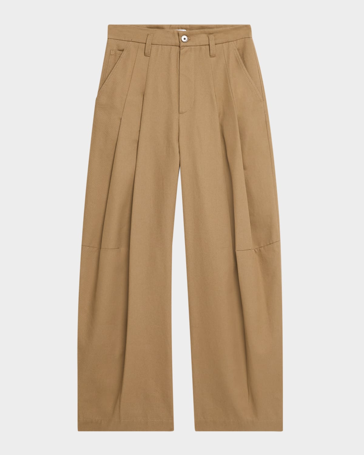 Brunello Cucinelli Barrel Pleated Cotton Twill Pants