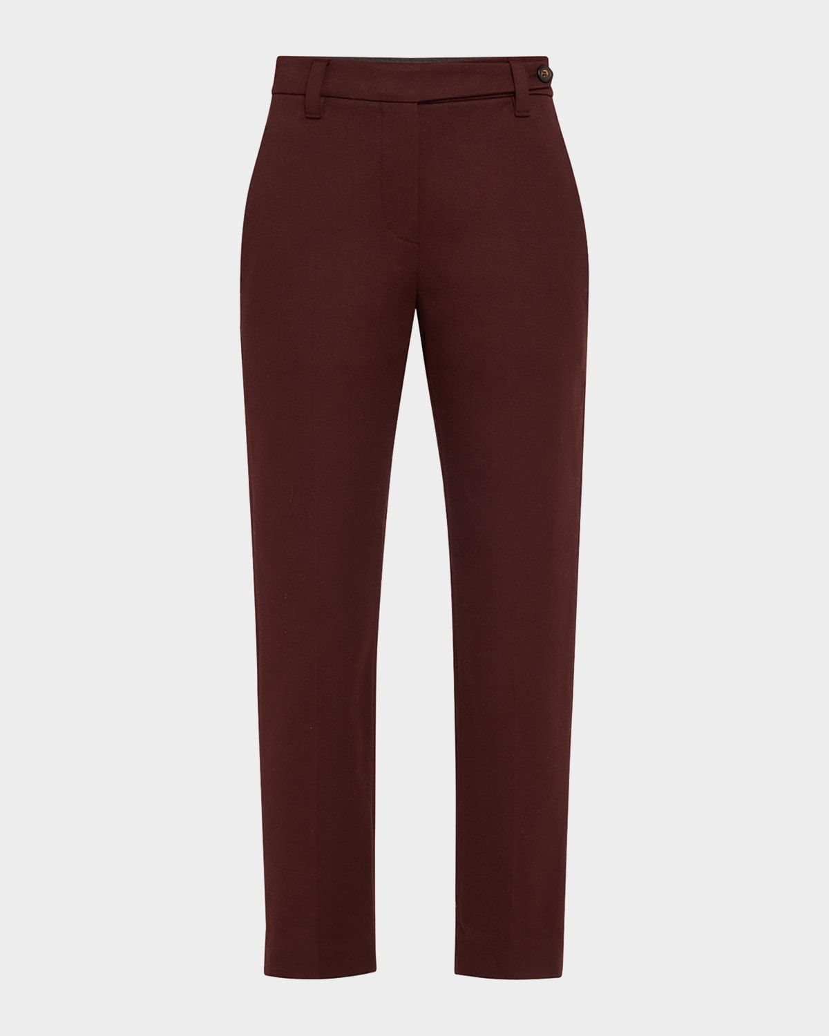Brunello Cucinelli Cotton Twill Slim-leg Ankle Pants In Brown
