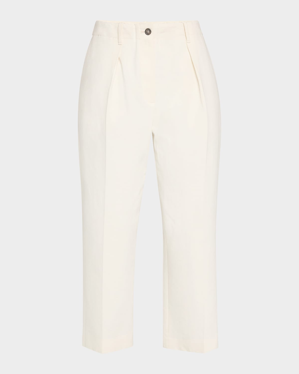 Brunello Cucinelli Creased Square Cotton Wool Chino Pants In Brown