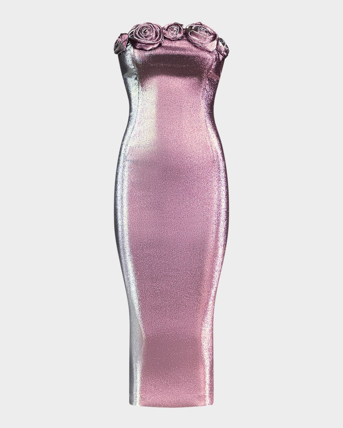 Shop Area Strapless Lame Rosette Midi Dress