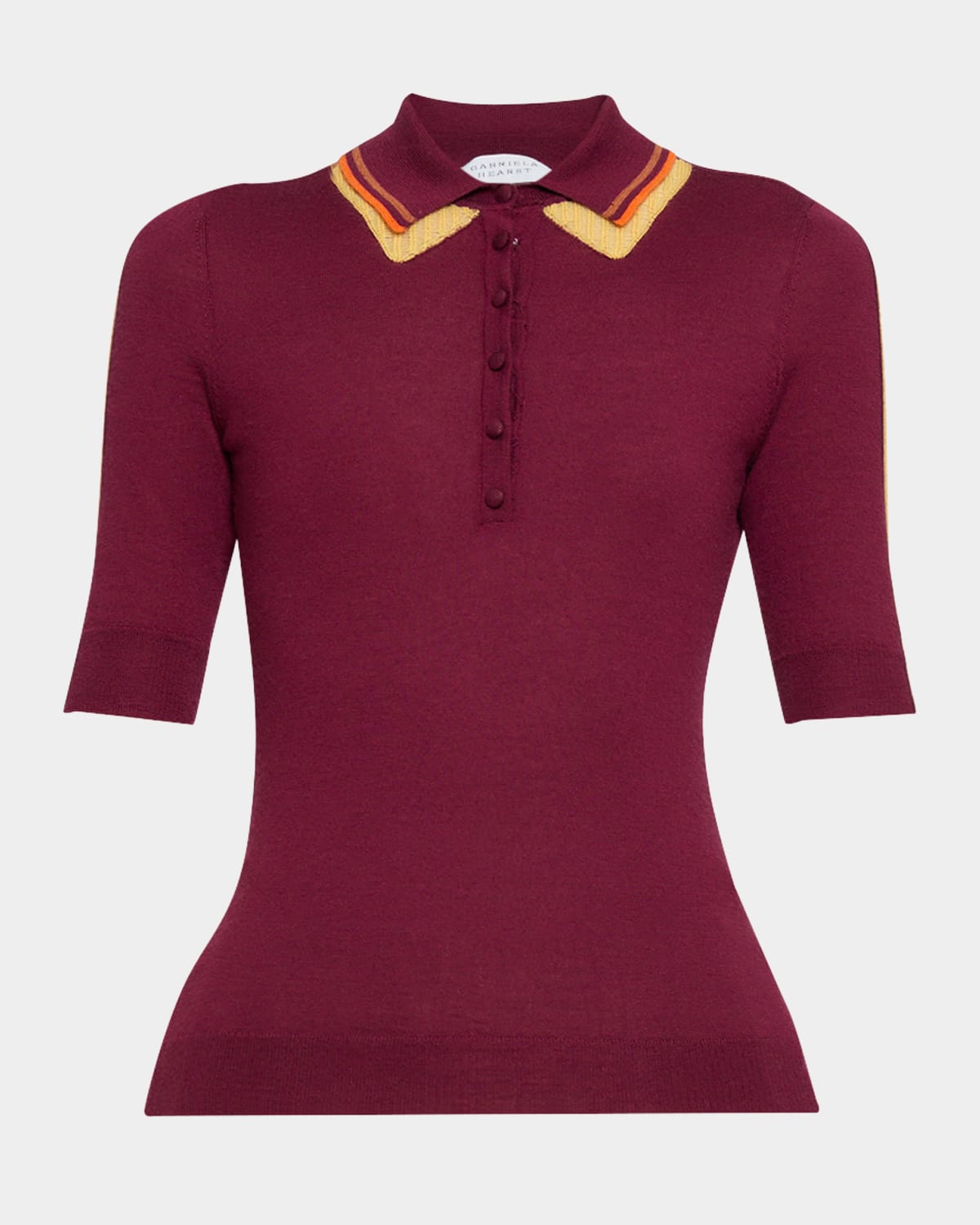 Gabriela Hearst Womens Wendelyn Striped-collar Silk-cashmere Knitted Top Merlot Multi In Merlot Multi