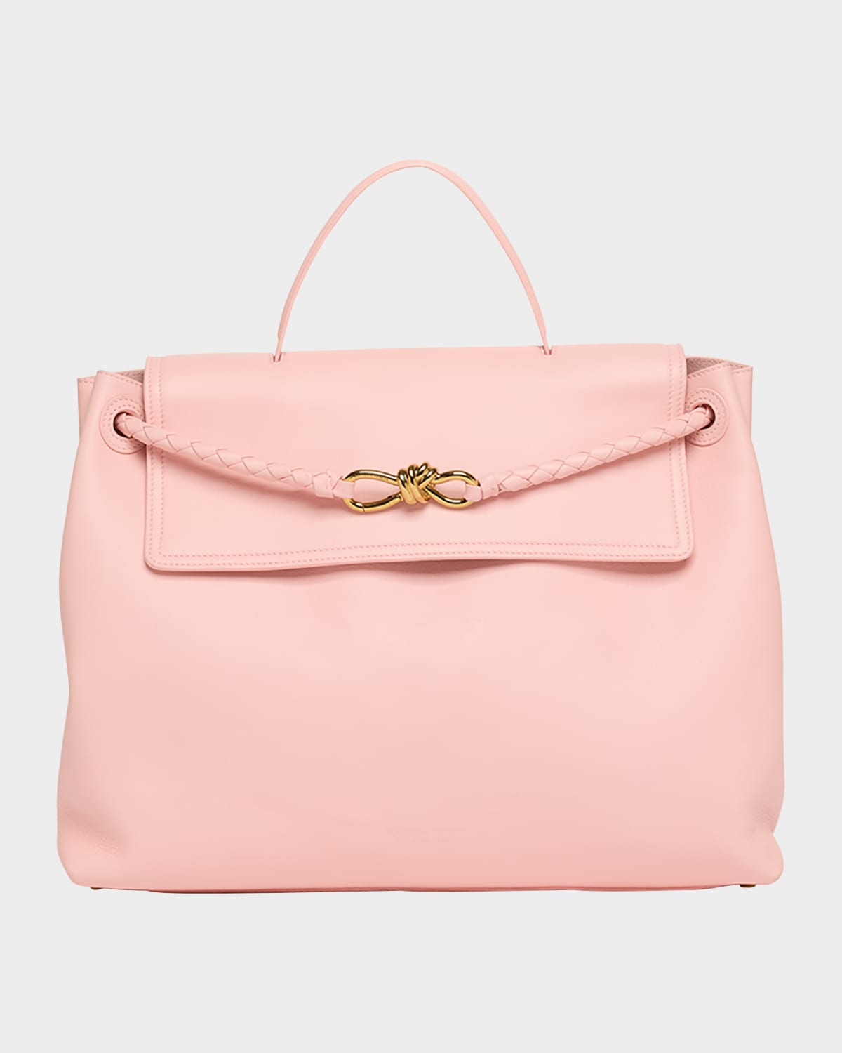 Bottega Veneta Andiamo Large Leather Top-handle Bag In Rose