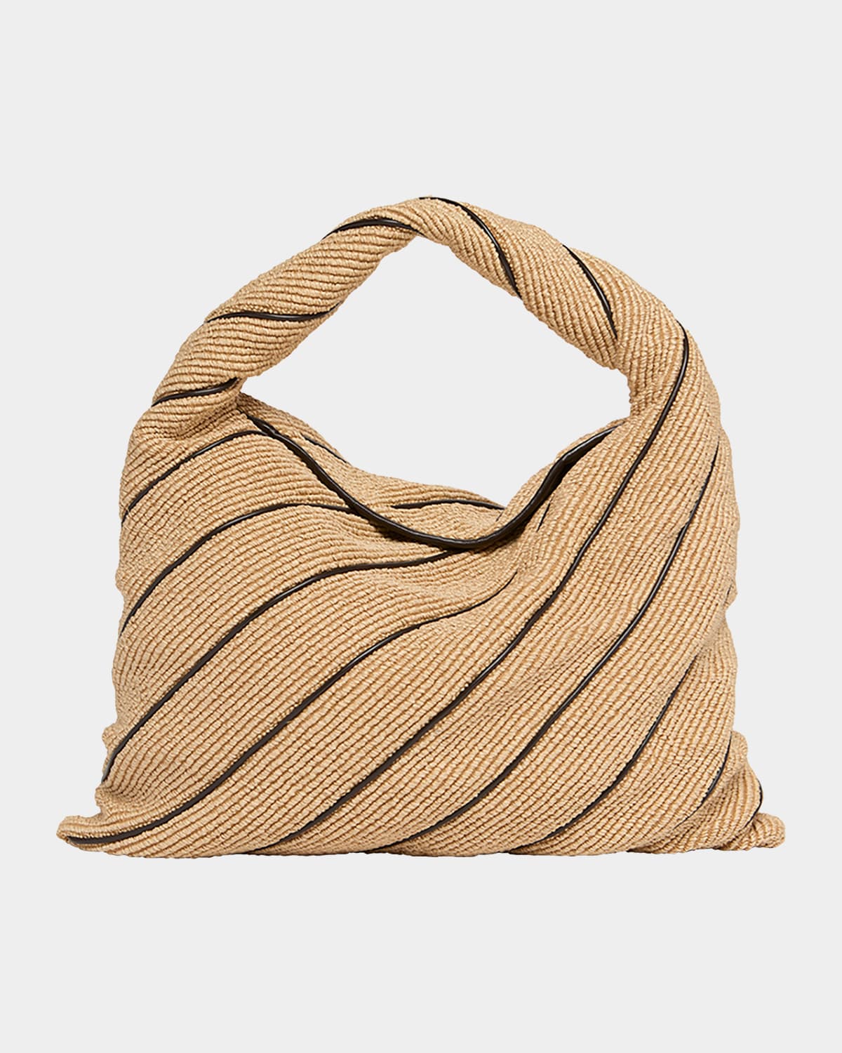 Bottega Veneta Large Hop Stripe Raffia Hobo Bag