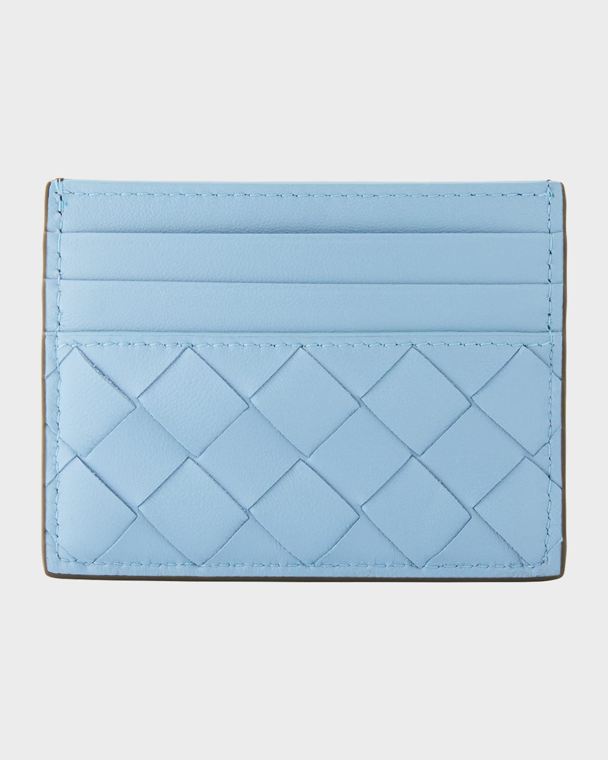 Bottega Veneta Intrecciato Leather Card Holder In Green