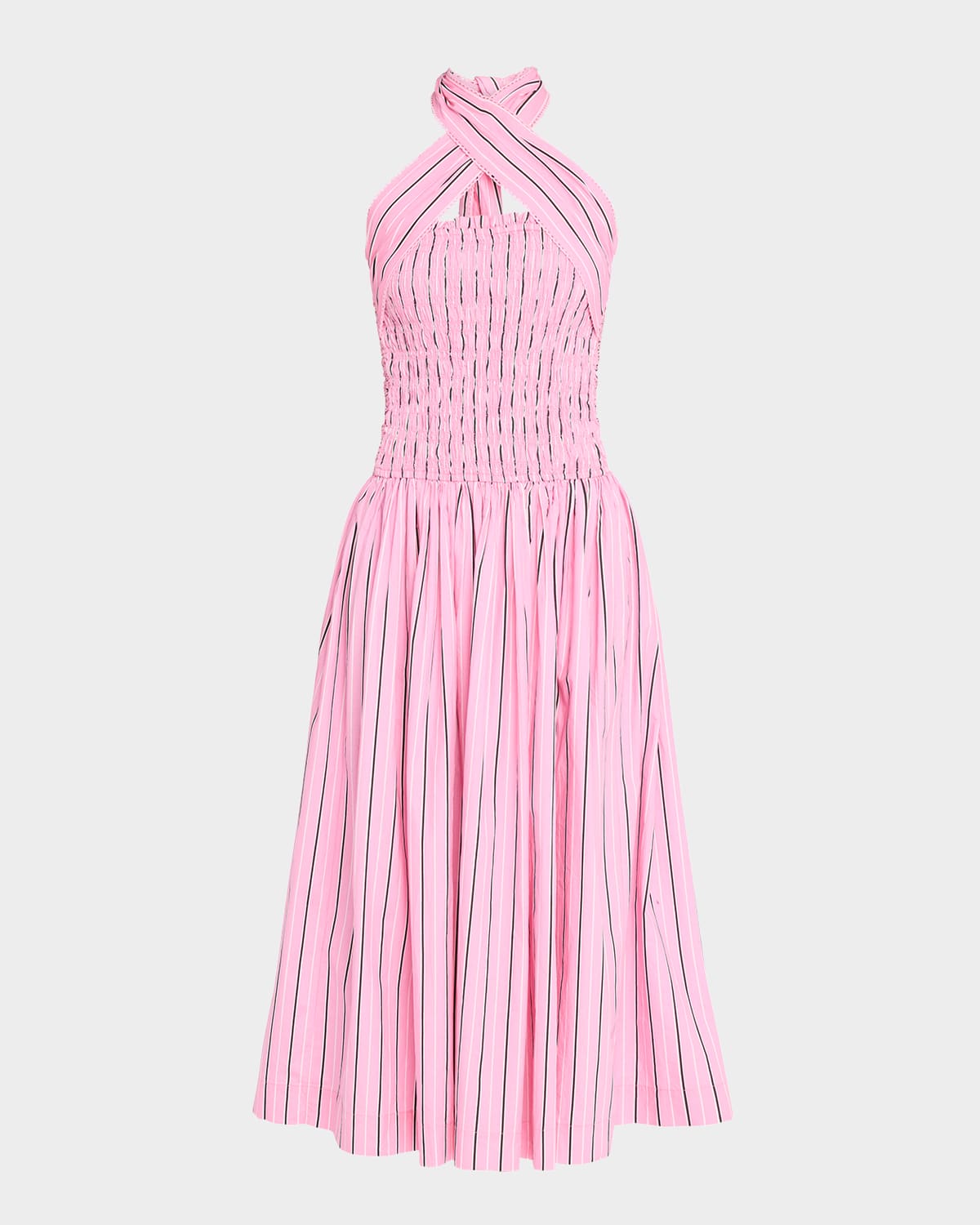 Mia Business Stripe Halter Midi Dress