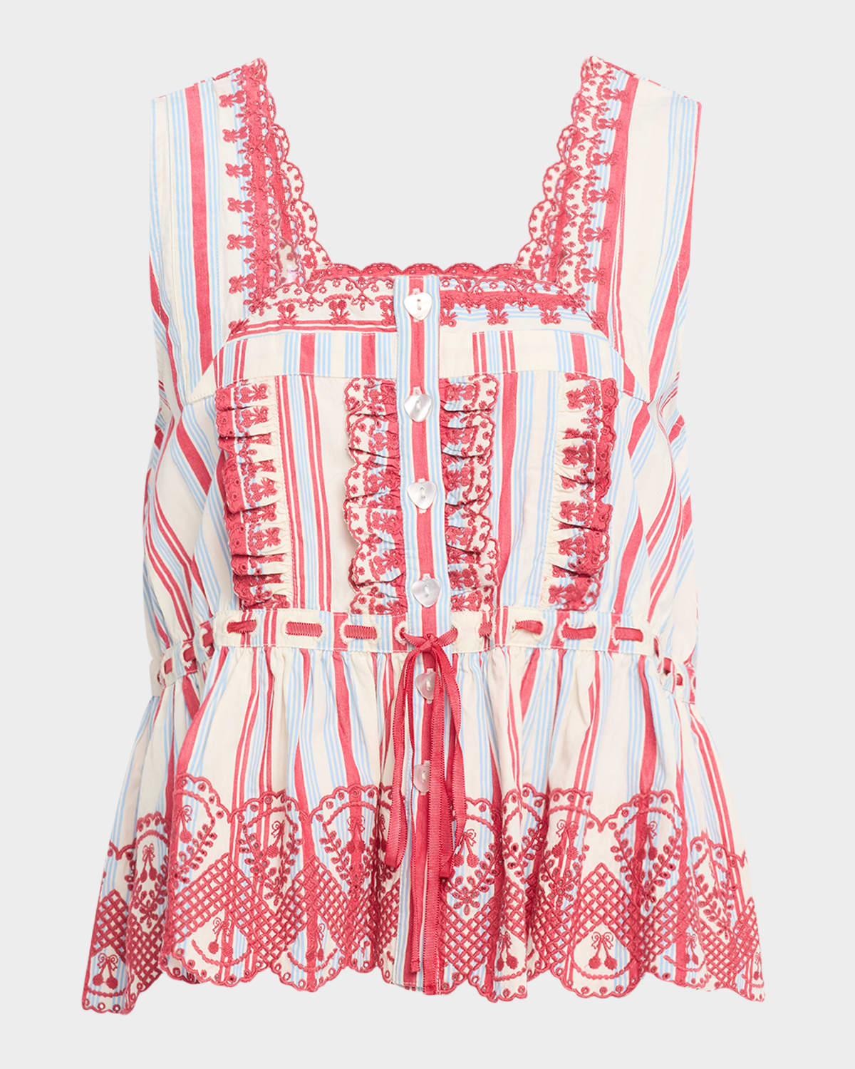 Shop Damson Madder Amaya Embroidered Sleeveless Blouse In Multi