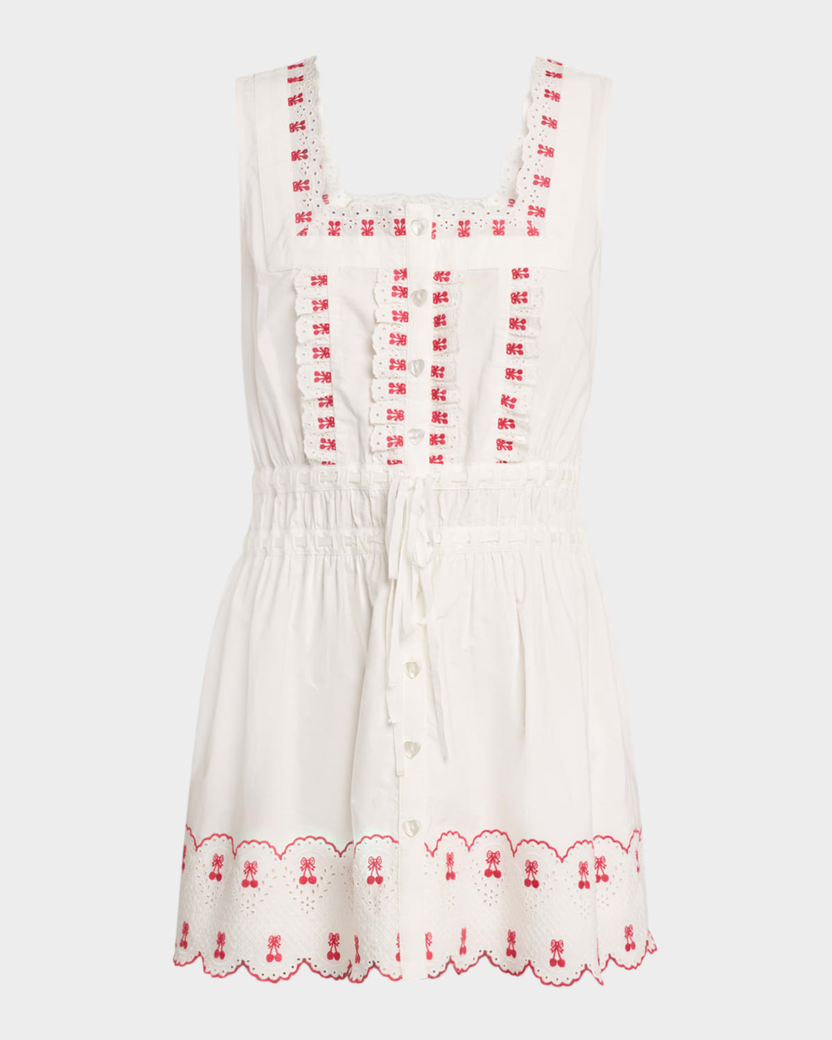 DAMSON MADDER AMAYA EMBROIDERED CHERRY MINI DRESS 