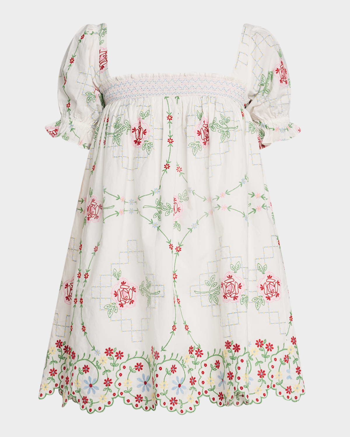 Damson Madder Lulu Rose Embroidered Mini Dress