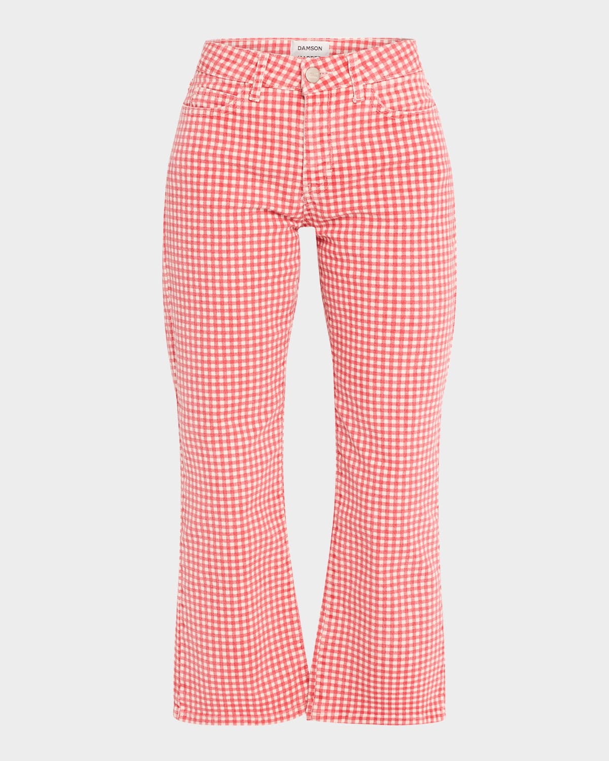 DAMSON MADDER KENNY GINGHAM KICK-FLARE CROP JEANS 