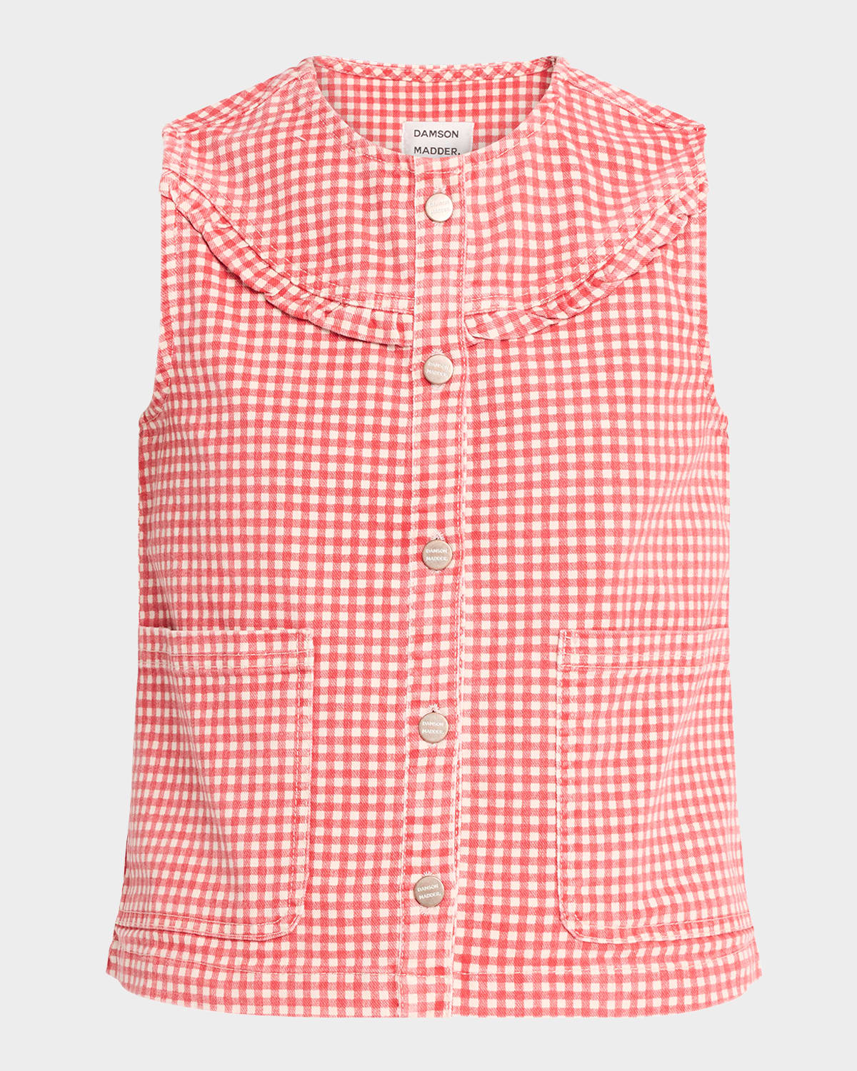 DAMSON MADDER MARI GINGHAM BUTTON-FRONT TOP 