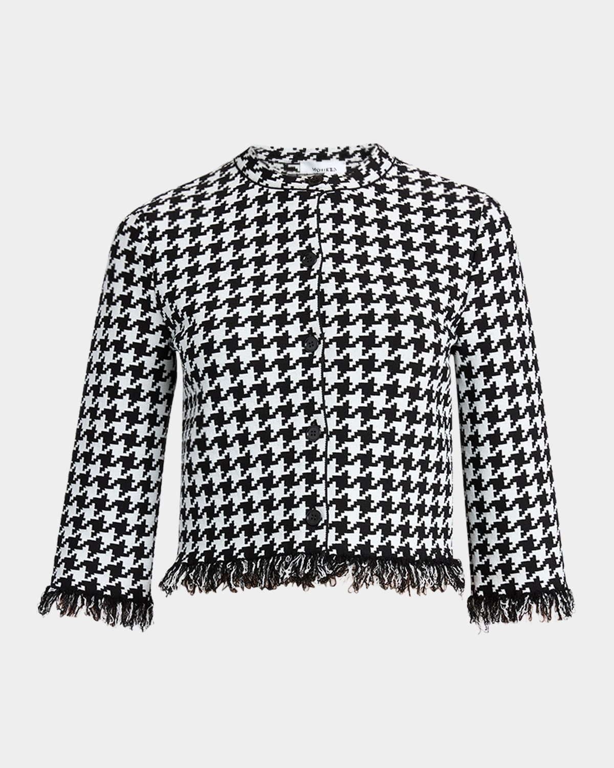 Alexander Mcqueen Houndstooth Polo Top In Black Ivory
