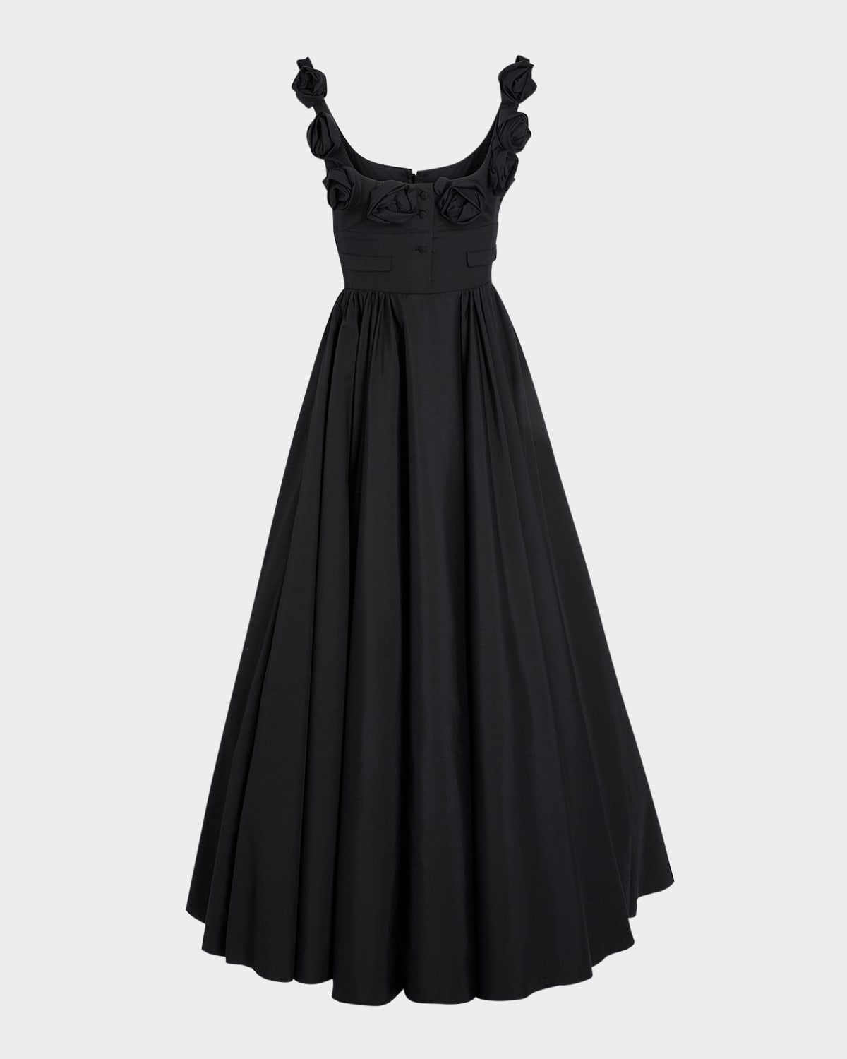 Giambattista Valli Rosette-detailed Cotton Poplin Maxi Dress In Black