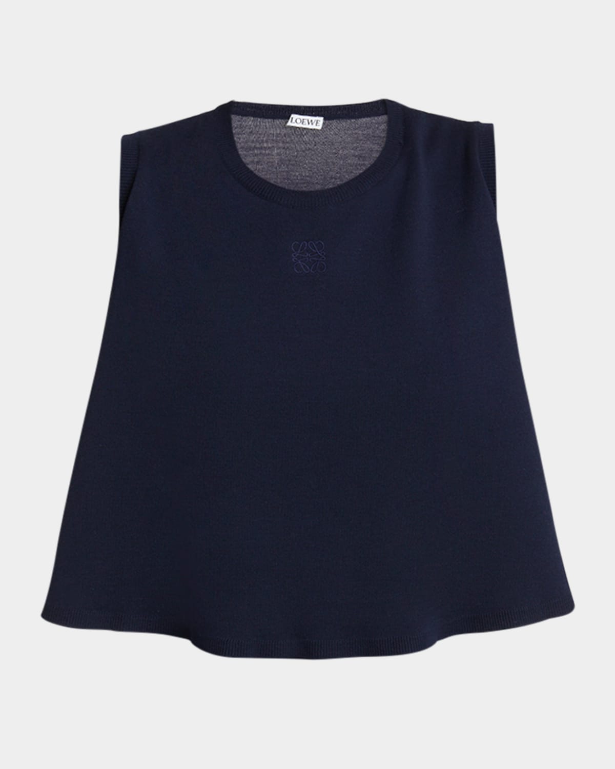 Shop Loewe Double-layer Anagram Sleeveless Wool Sweater In Dark Navy Blue