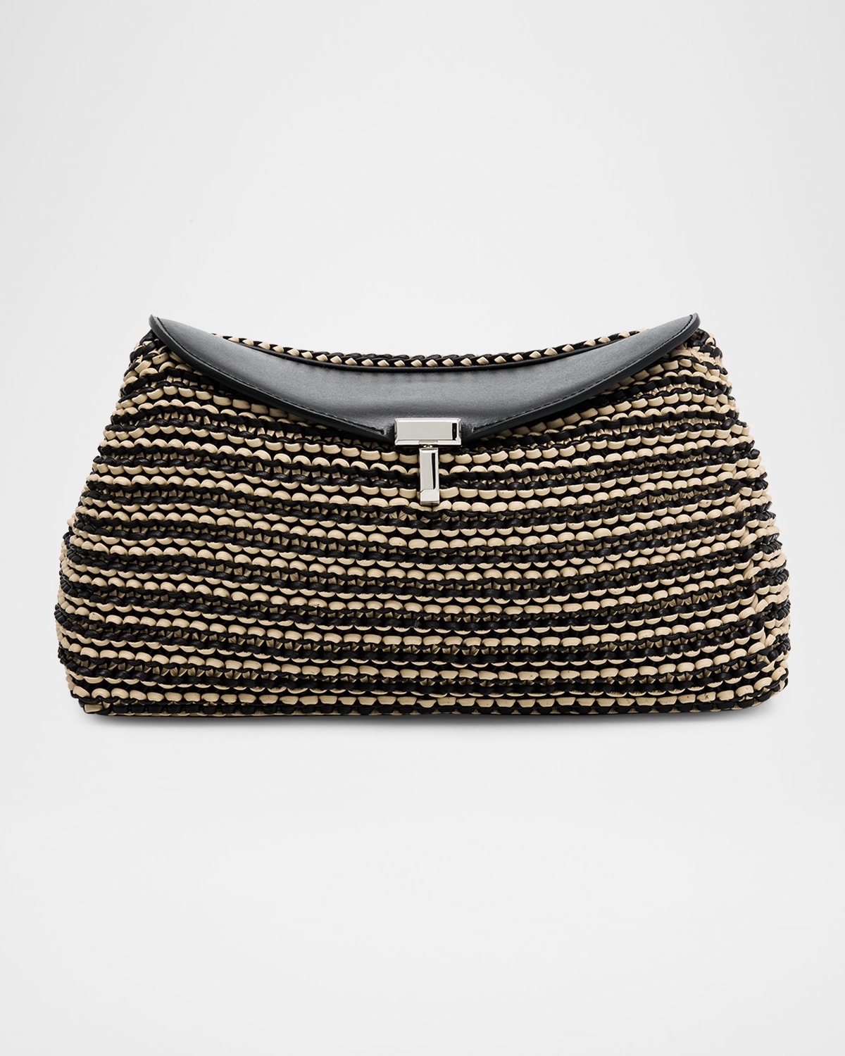 T-Lock Woven Leather Clutch Bag