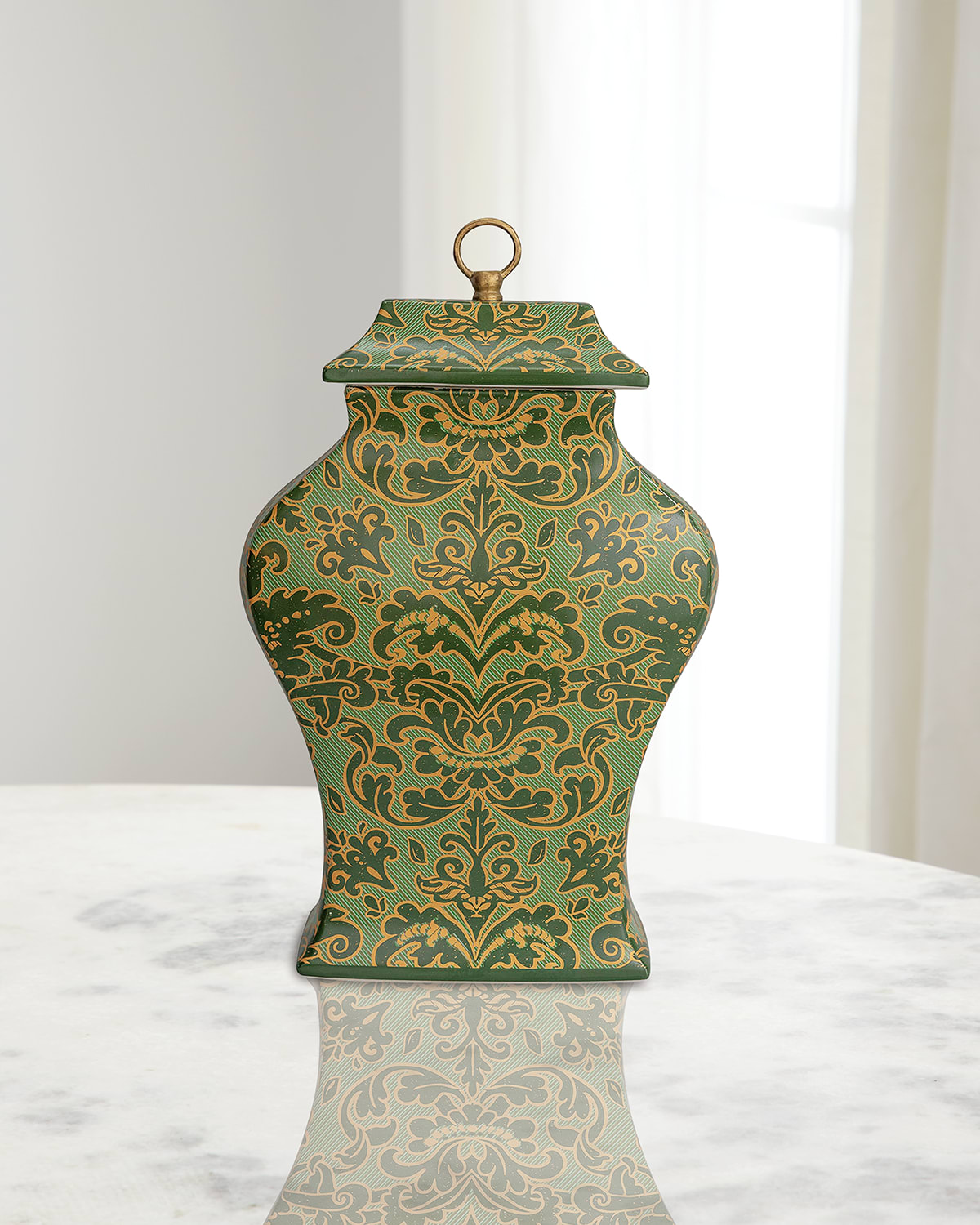 Port 68 Richmond Damask Green Jar In Green