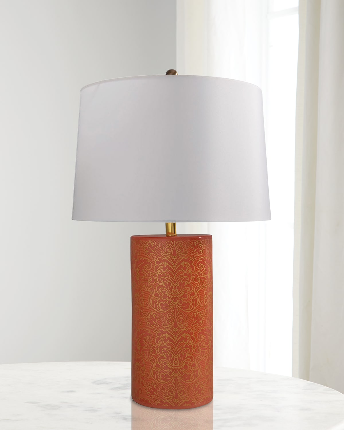 Port 68 Richmond Damask 31" Table Lamp In Orange