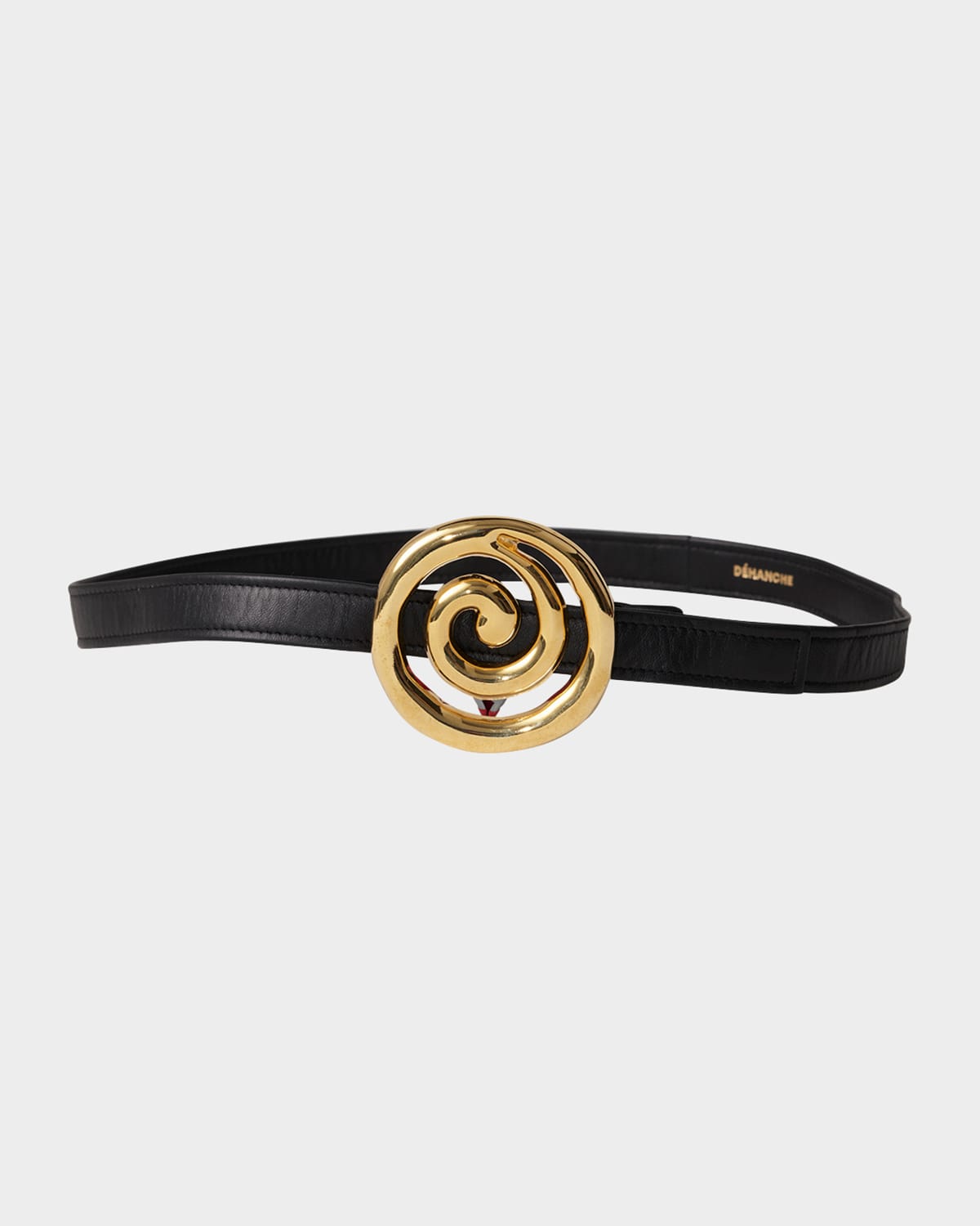 Dehanche Koru Skinny Leather Belt In Black Gold
