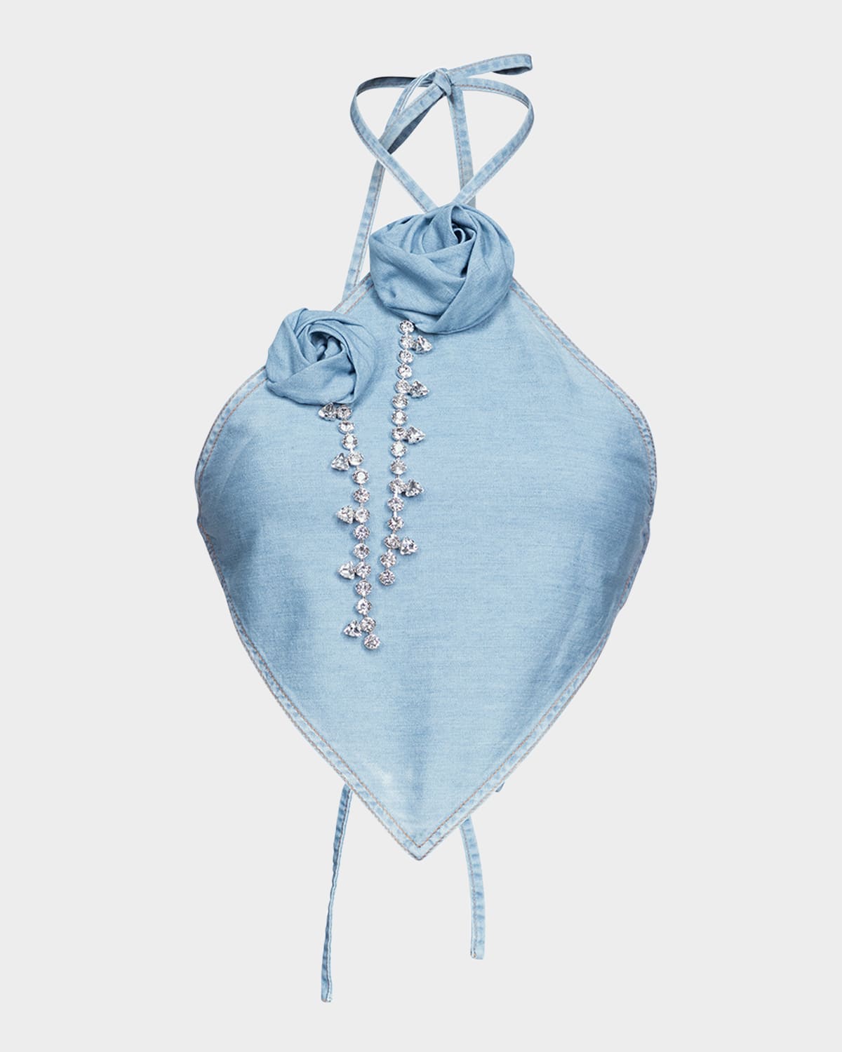Shop Area Crystal Rosette Denim Handkerchief Top