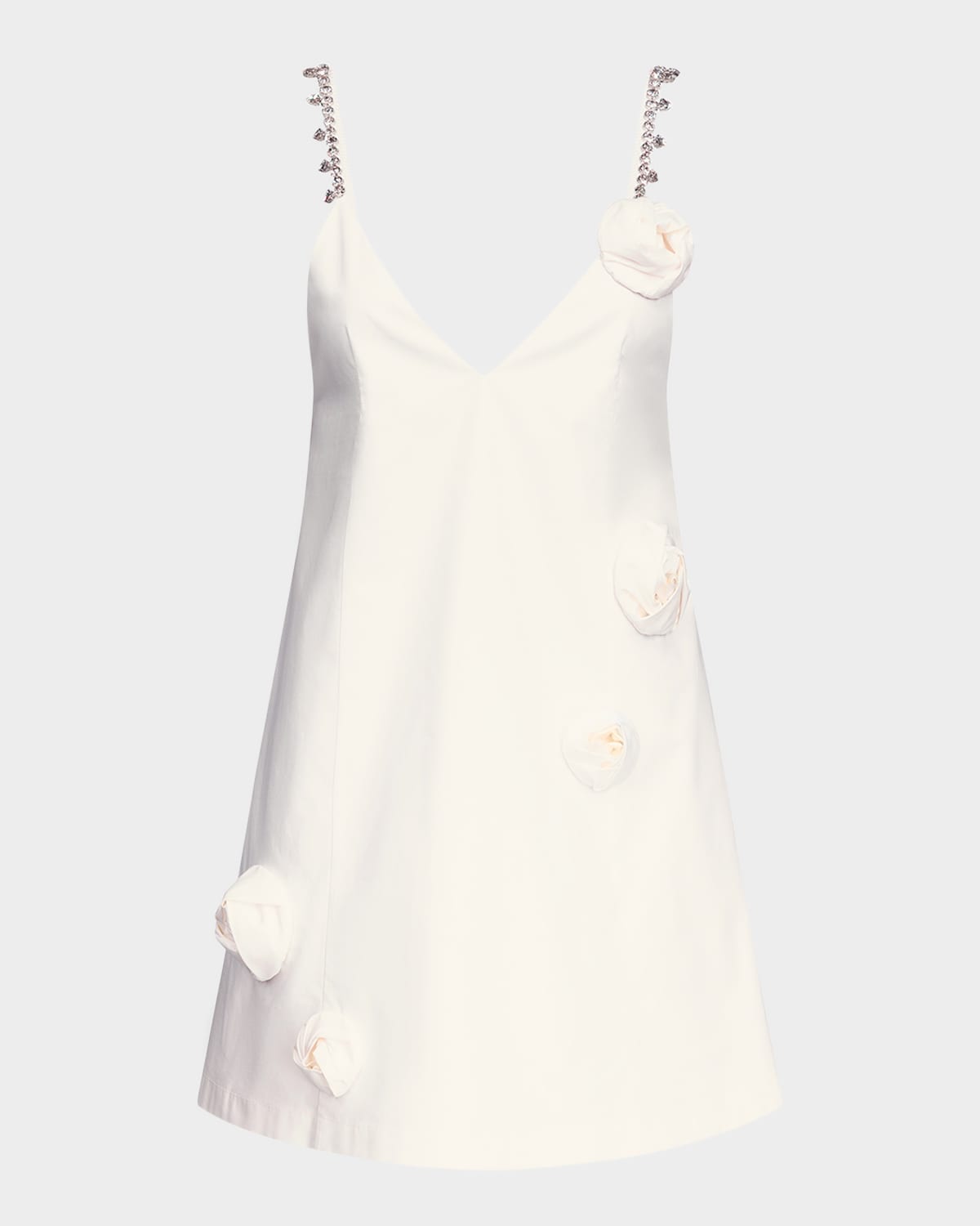 AREA CRYSTAL ROSETTE POPLIN MINI DRESS 