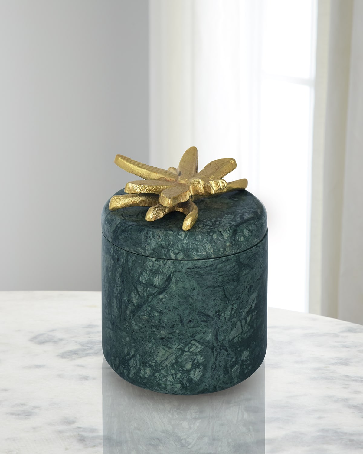 Worlds Away Darner Marble Container In Green