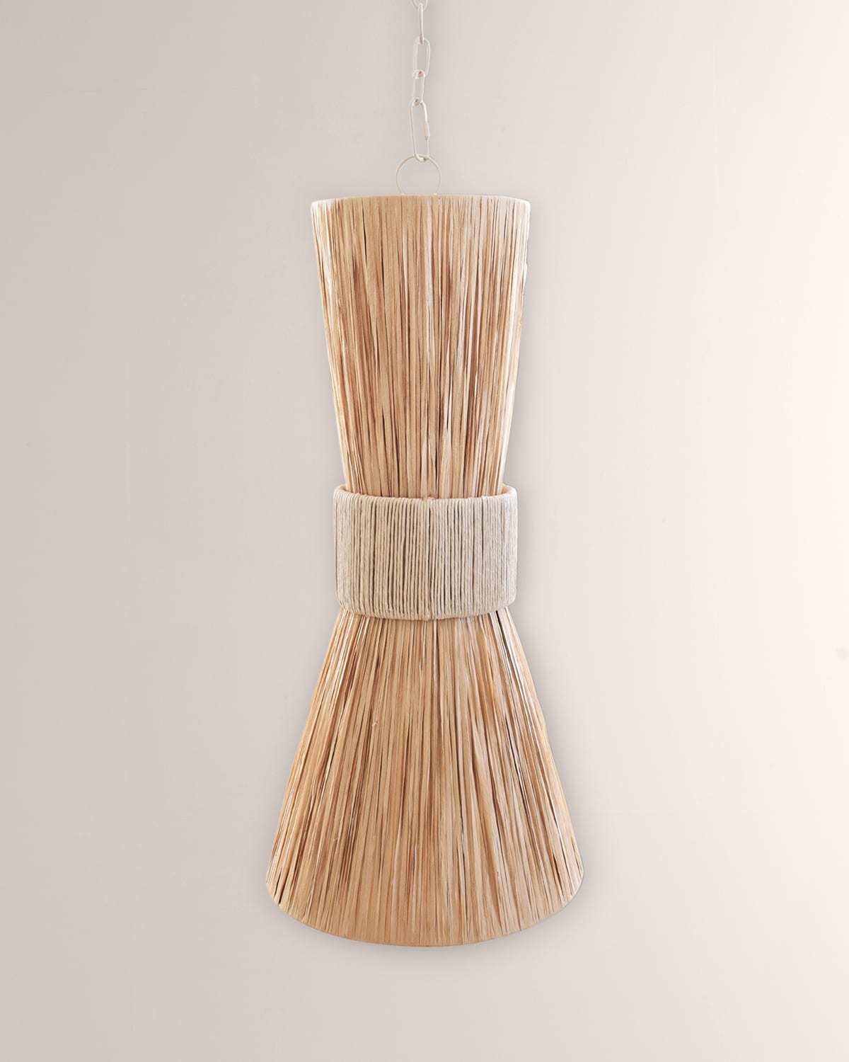 Worlds Away Pax Hourglass Raffia Pendant In Brown