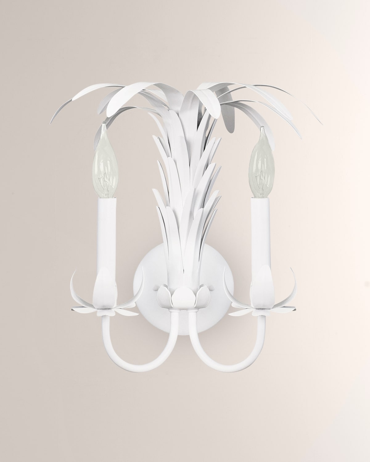 Worlds Away Reseda Palm 2-arm Wall Sconce In White