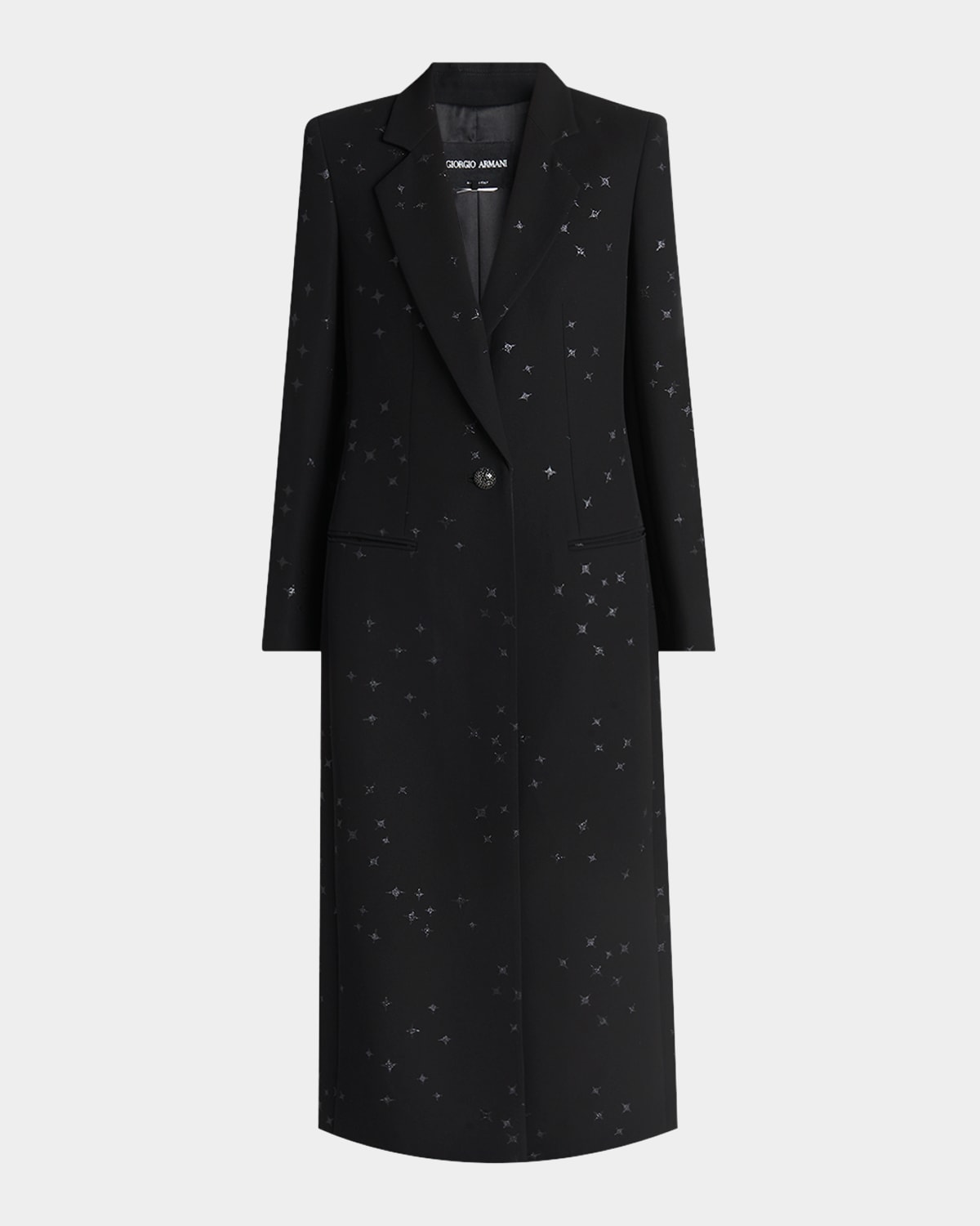 Giorgio Armani Glitter Star One-button Cady Silk Top Coat In Solid Black