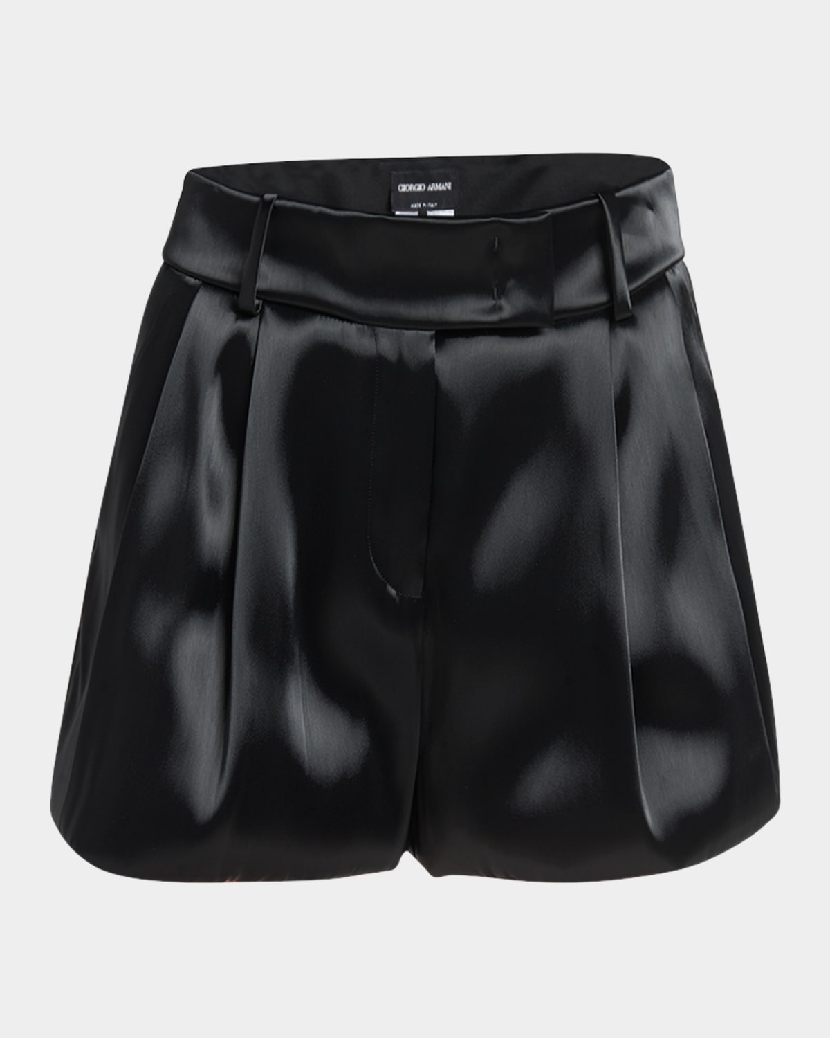 Pleated Liquid Silk Balloon Shorts