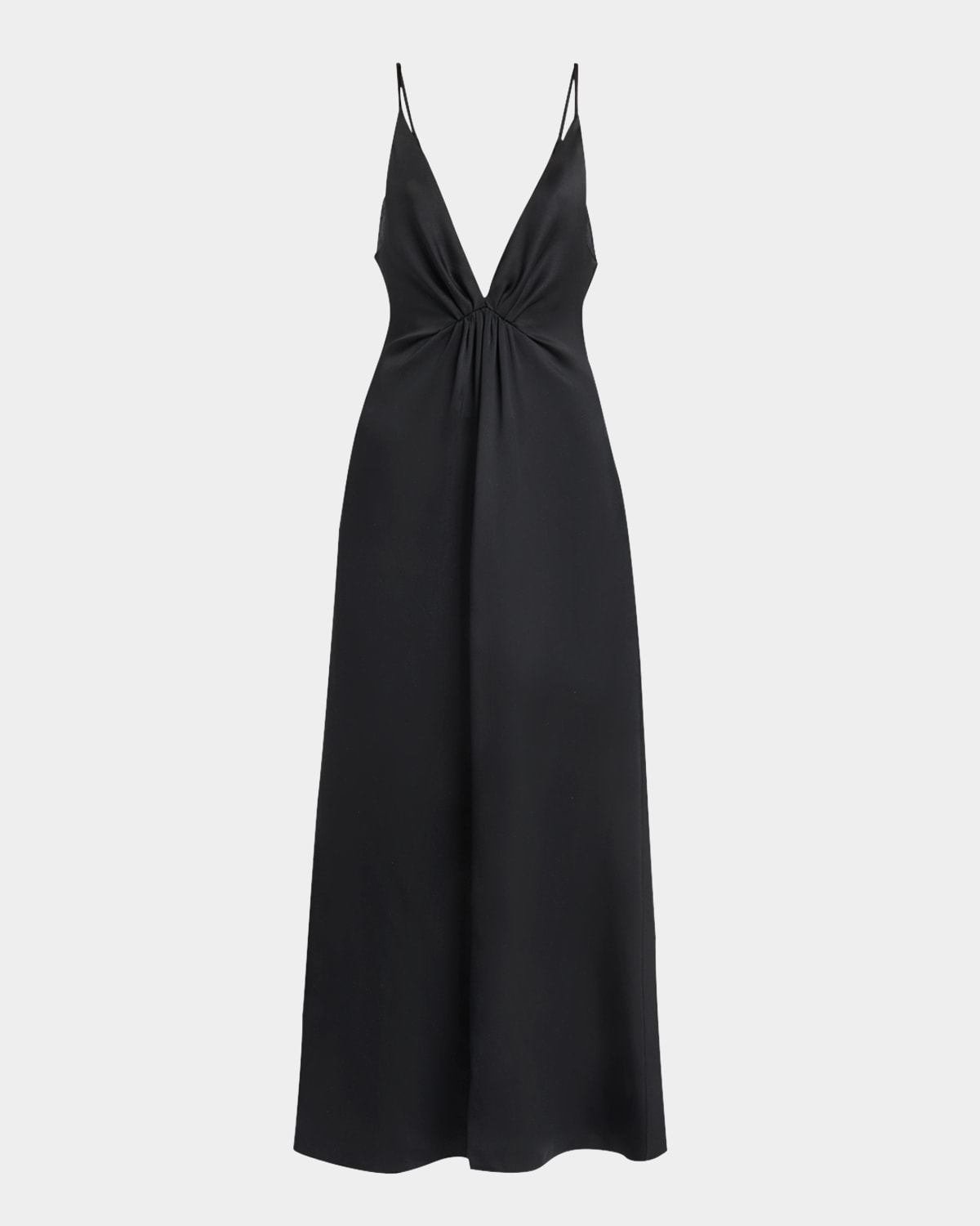 Plunging Glitter Silk Satin Gown