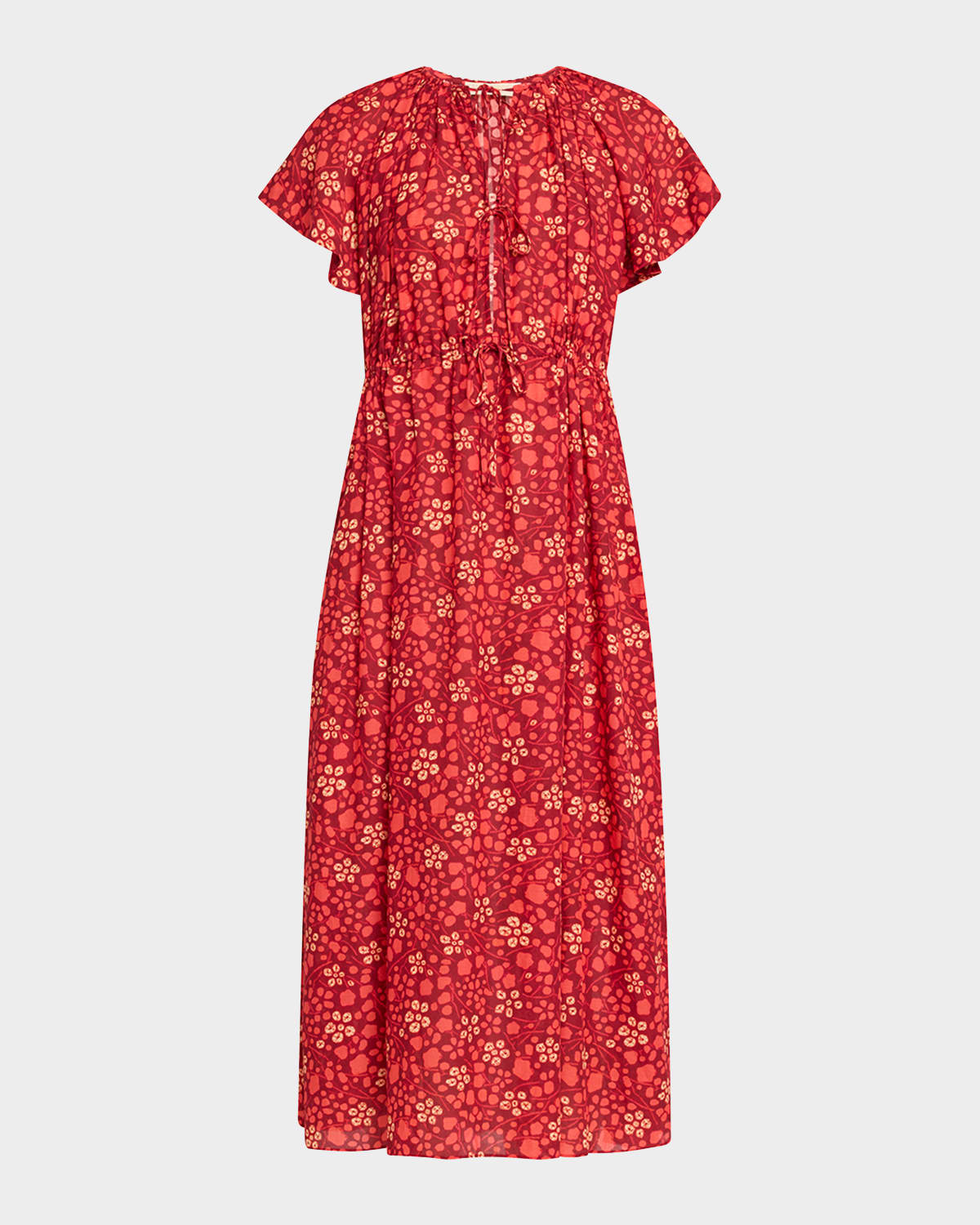 ULLA JOHNSON MIKAELA FLUTTER-SLEEVE MIDI DRESS 