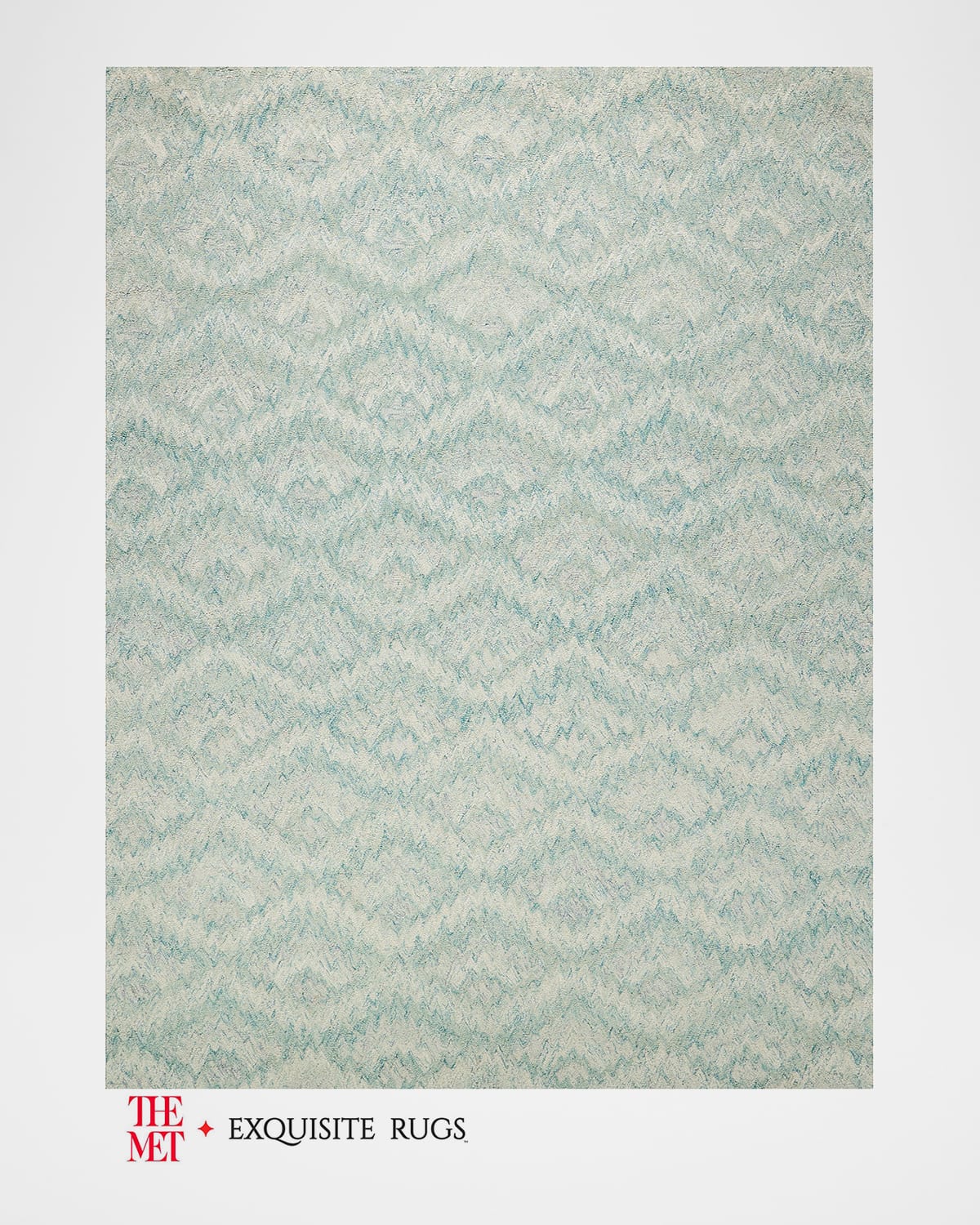 Exquisite Rugs X The Met Bargello Hand-tufted Turquoise Rug, 12' X 15' In Turquoise