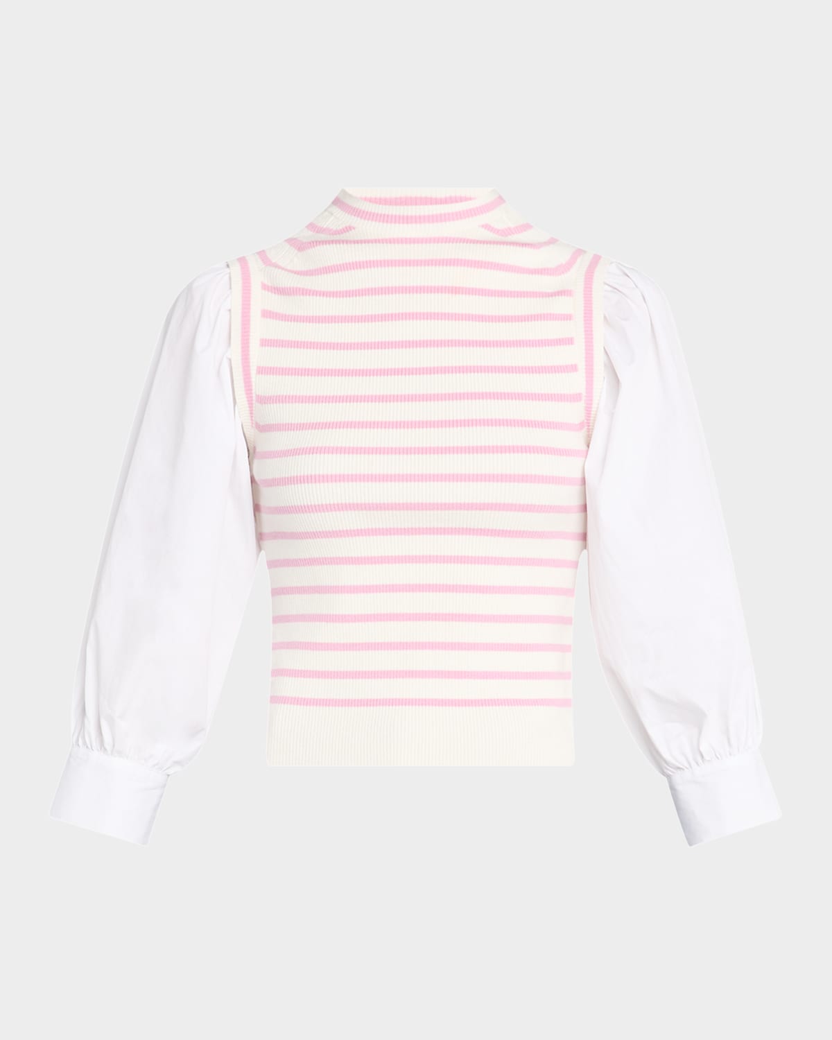 Derek Lam 10 Crosby Tirza Mixed Media Wool Blend Top In Venetian Pink Multi