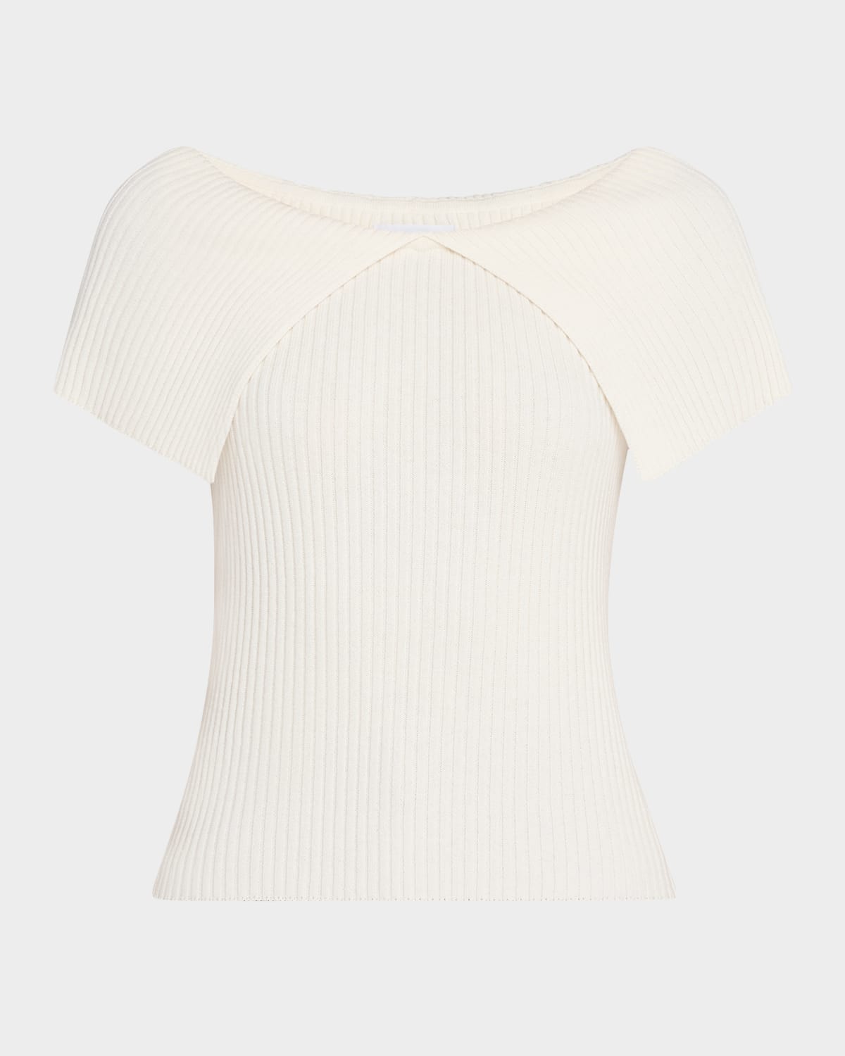 Naadam Ribbed Bateau-neck Foldover Top In White