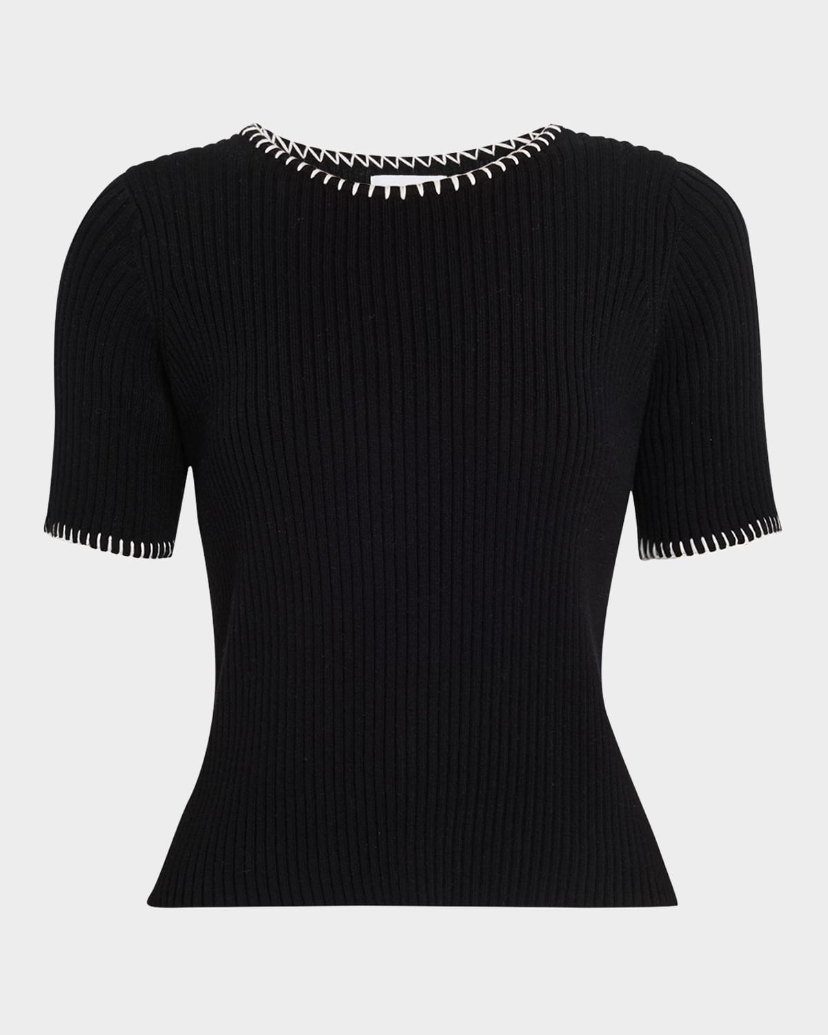 Naadam Ribbed Cotton-cashmere Embroidered T-shirt In Black