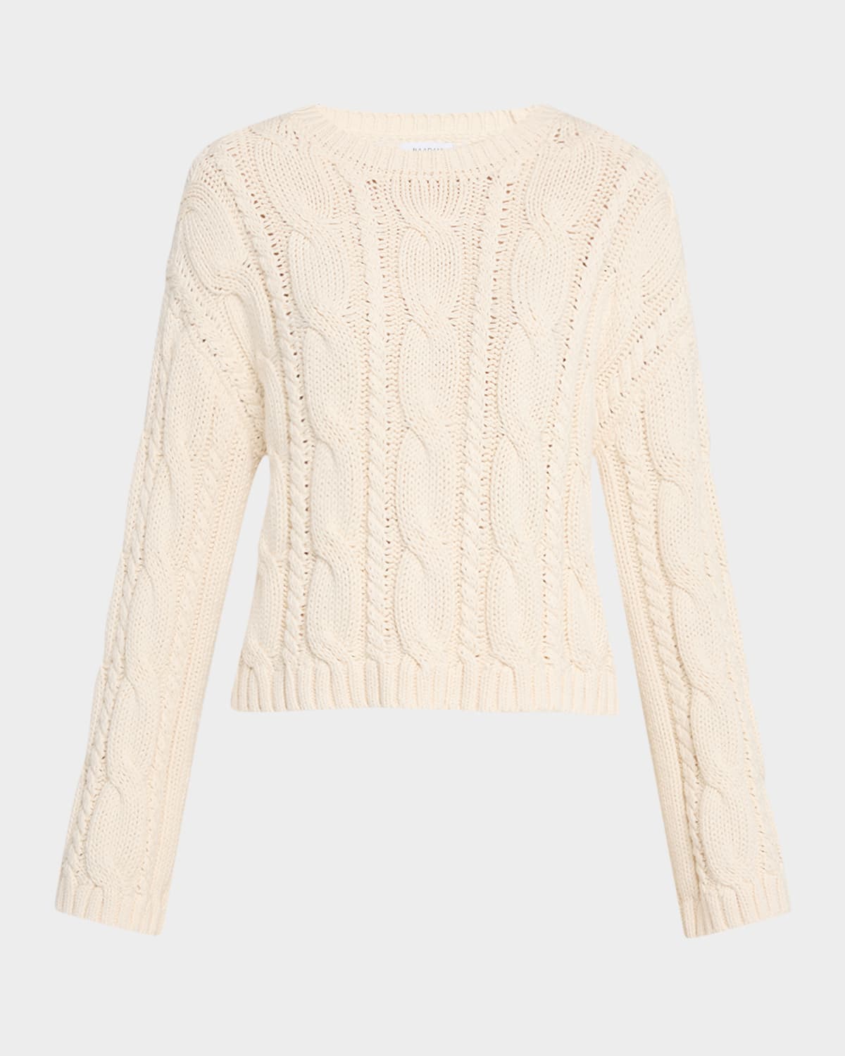 Cable-Knit Luxe Cotton Crewneck Sweater