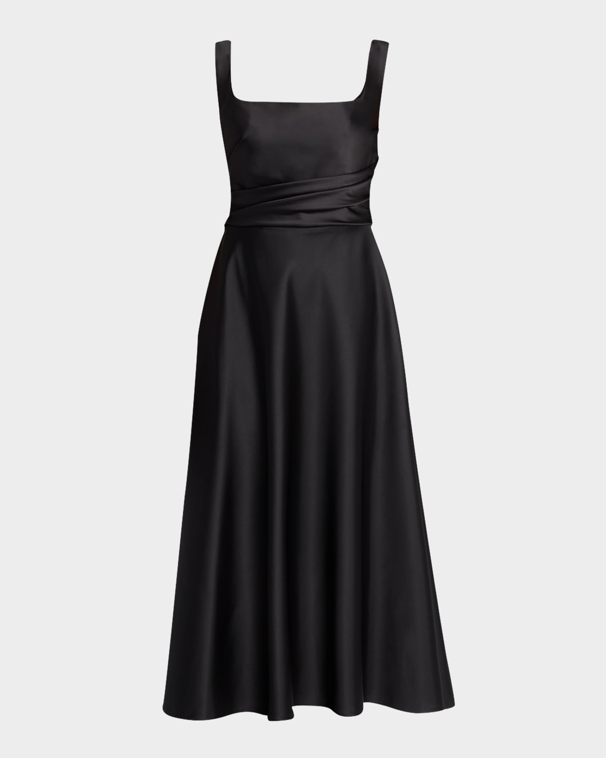 UNGARO SLEEVELESS A-LINE MIDI DRESS 