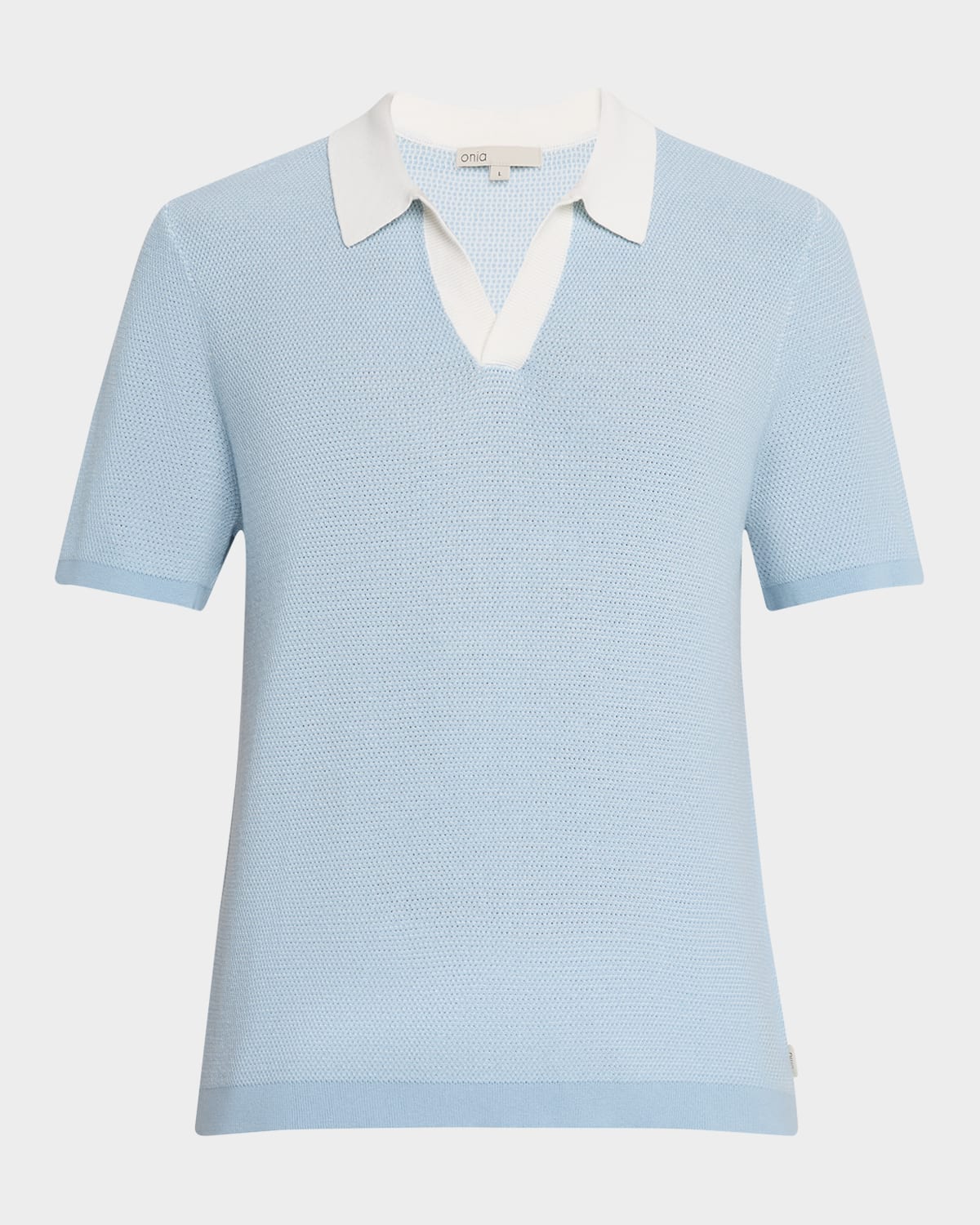 Men's Cotton Textured Johnny-Collar Polo Shirt