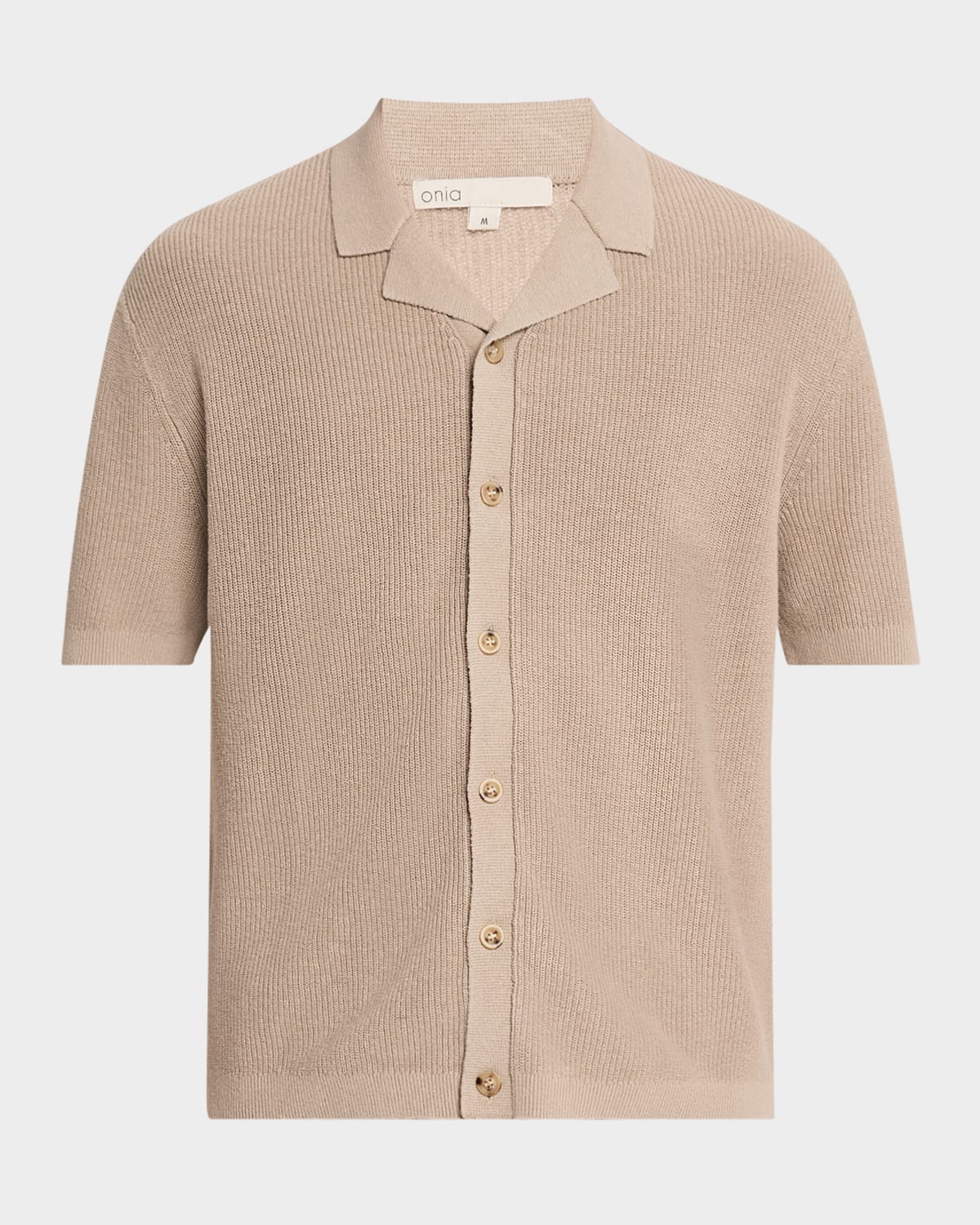 Men's Cotton and Linen Knit Camp Shirt