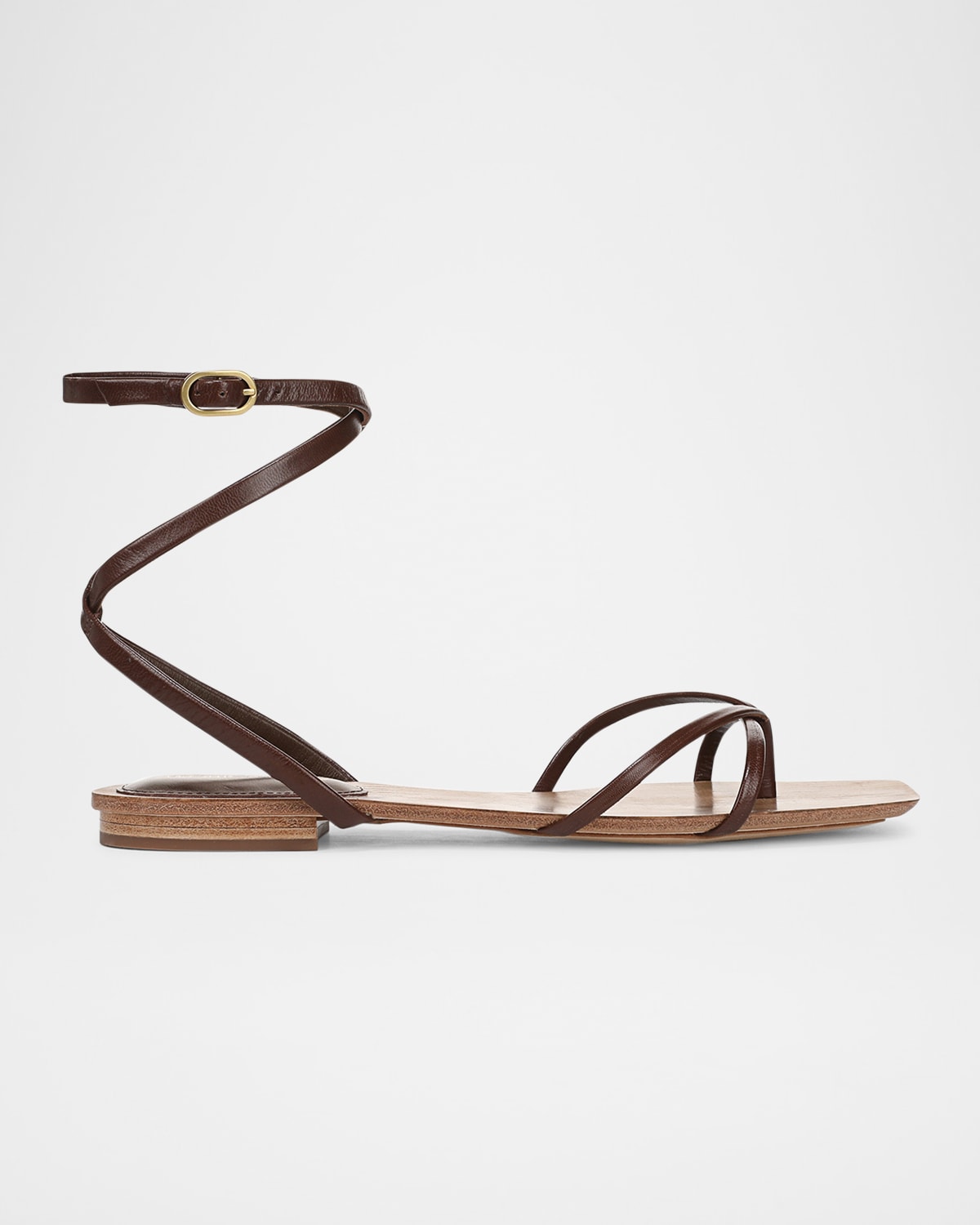 Allegra Leather Flat Ankle-Strap Sandals