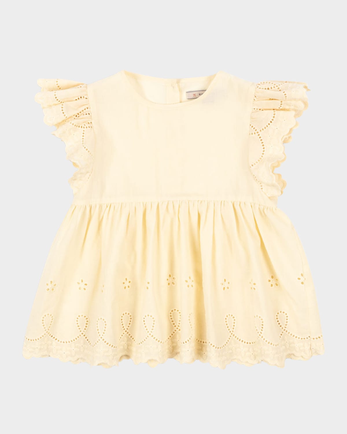 Konges Slojd Girl's Posey Embroidered Ruffle Top In Yellow
