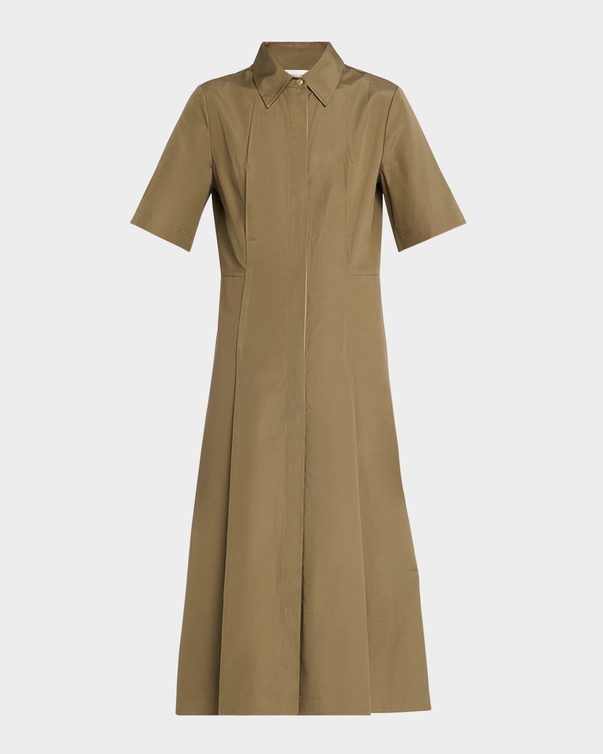 Vince Canvas Tape Flare Shirtdress In Moss Smoke
