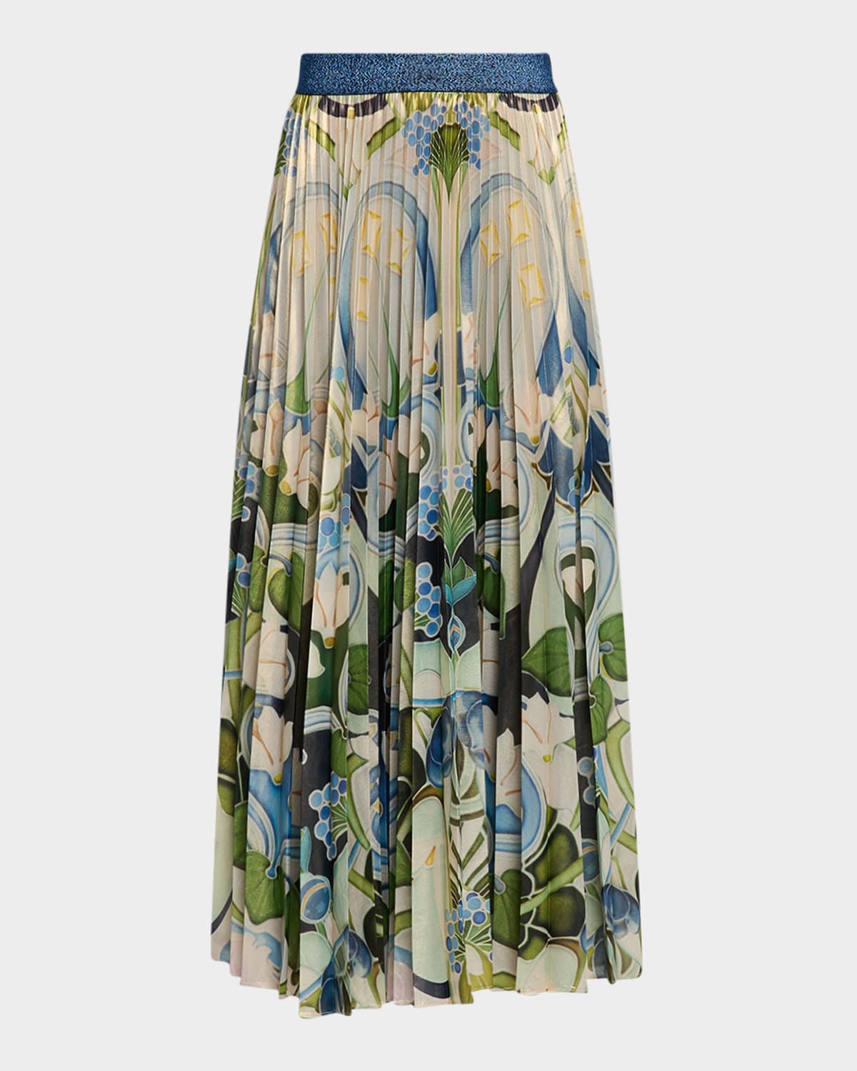 Uni Metallic Pleated Midi Skirt