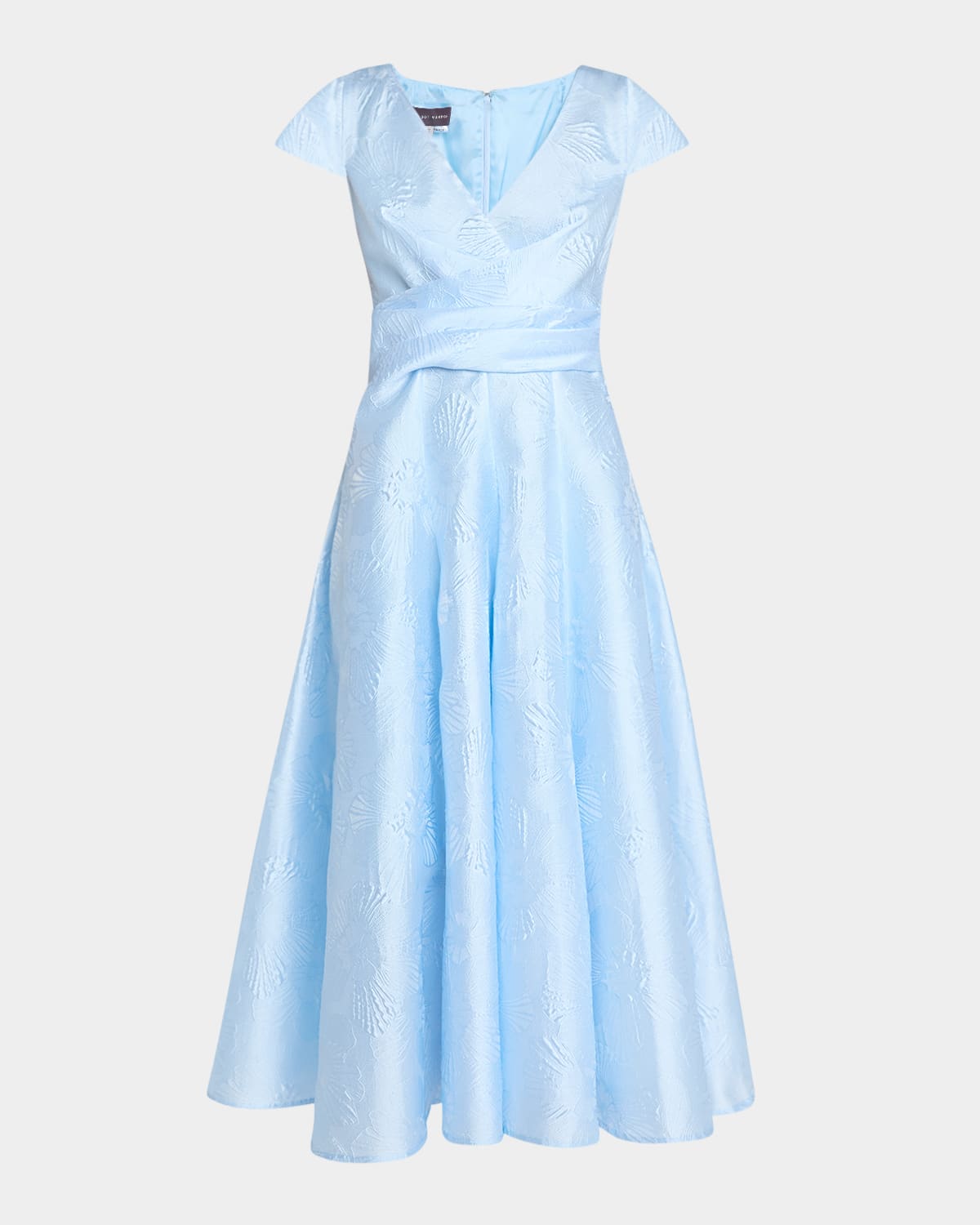 Anemone Jacquard Cap-Sleeve Midi Dress