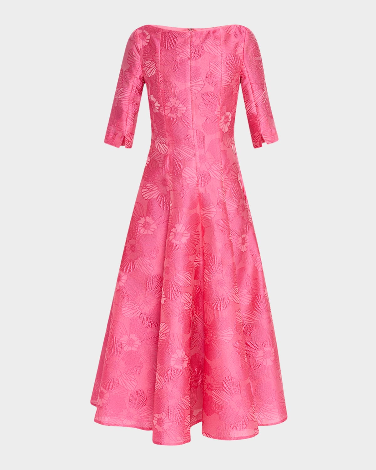 Anemone Jacquard 3/4-Sleeve Midi Dress