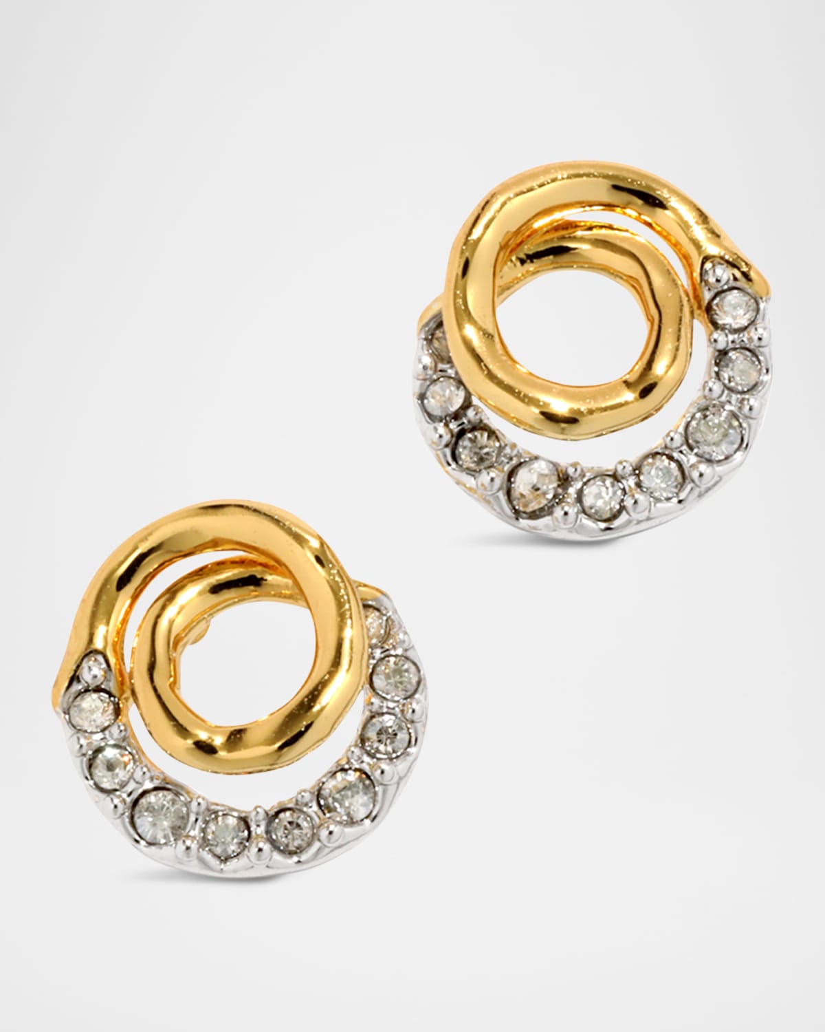 Solanales Gold Crystal Spiral Stud Earrings