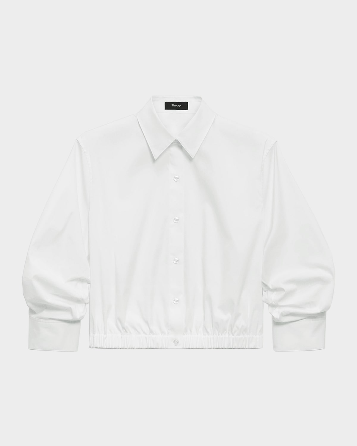 Theory Fixed-sleeve Poplin Top In White
