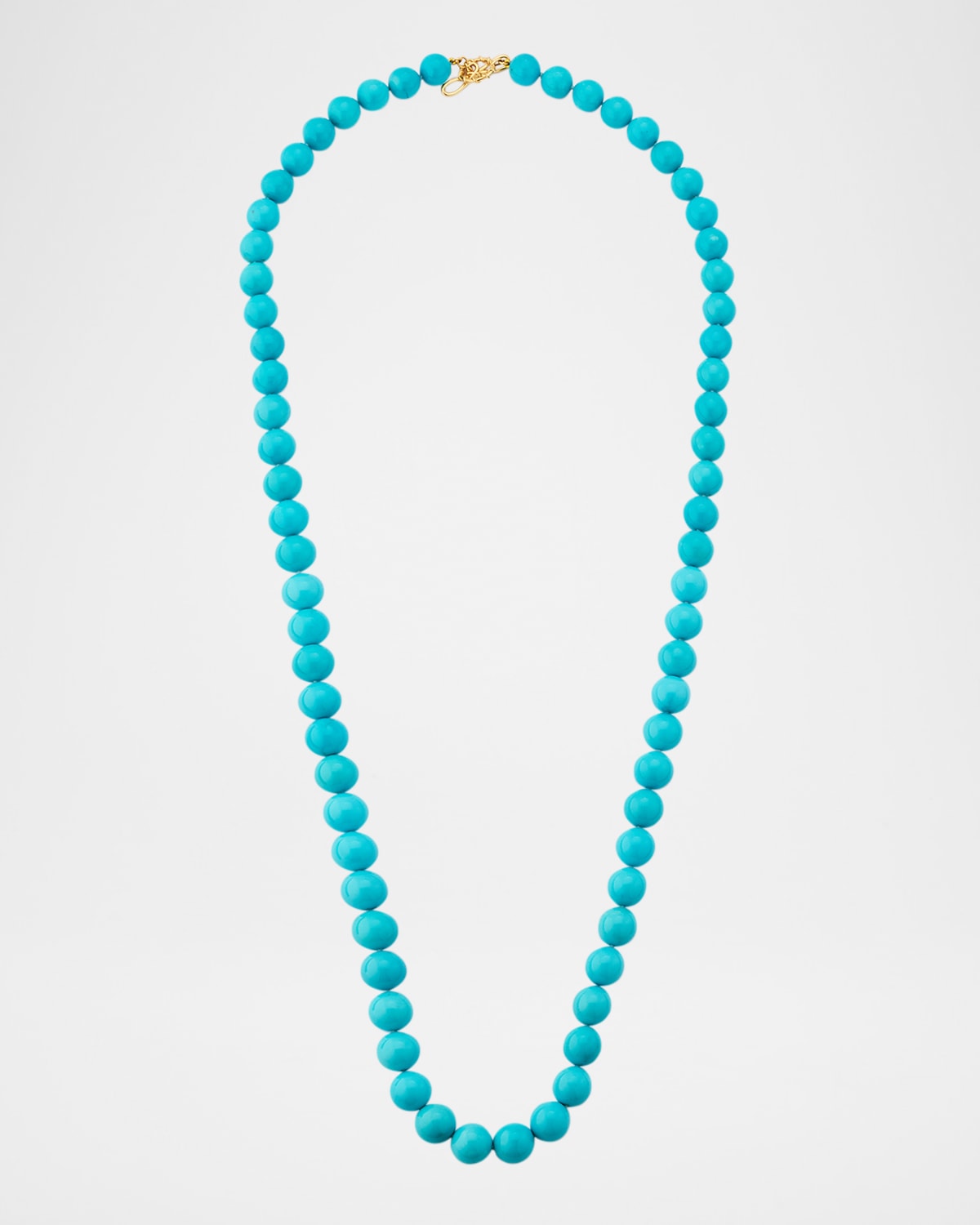 18K Yellow Gold Sleeping Beauty Turquoise Necklace, 36"L
