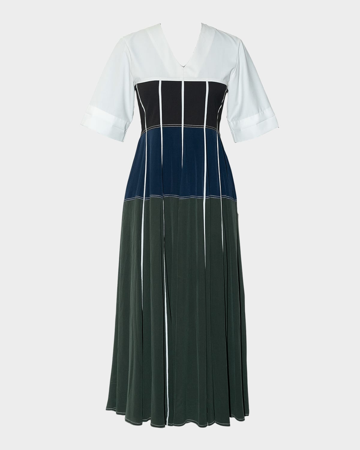 Beatrix Colorblock A-Line Midi Dress