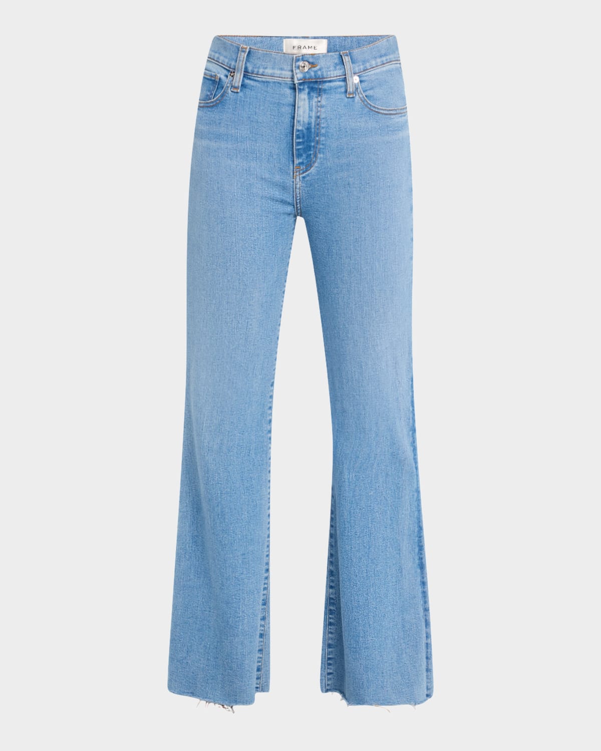Frame The Icon Raw Hem Flare Jeans In Lark Raw After