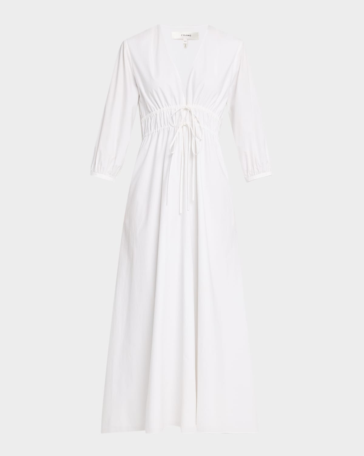 Frame The Cinched Organic Cotton Maxi Dress In White